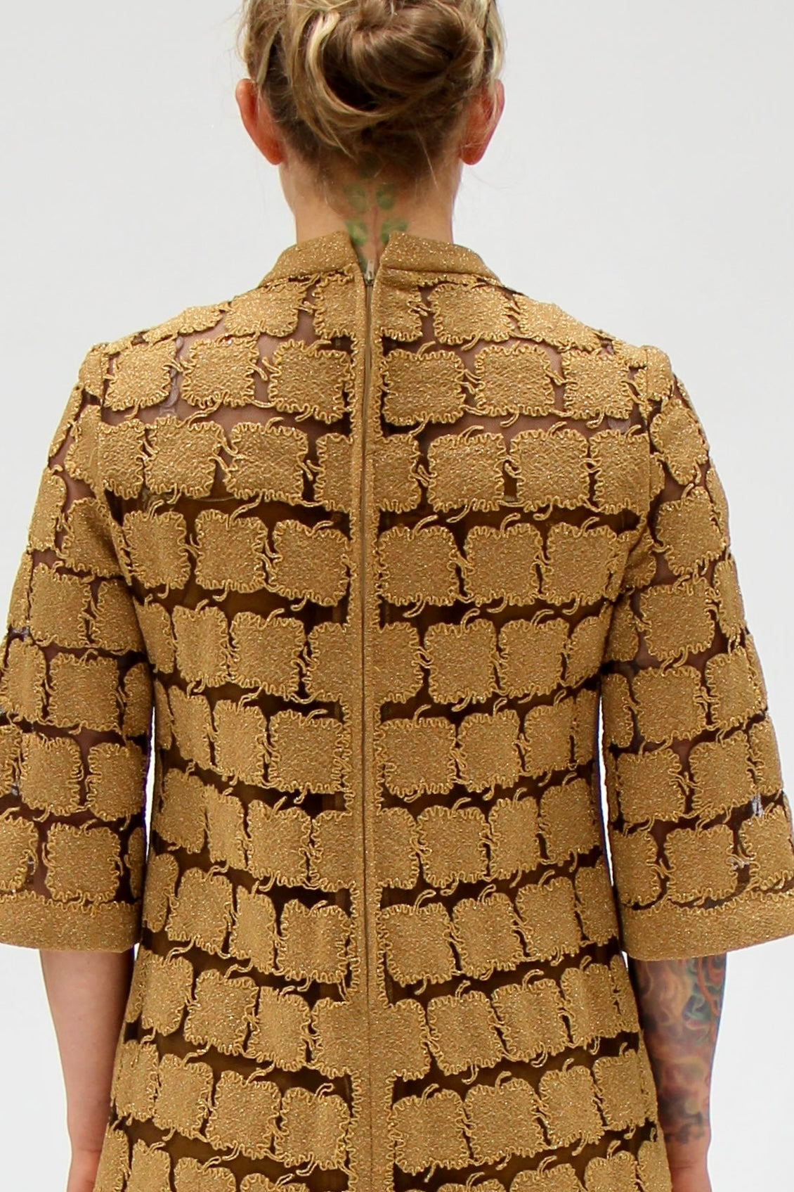 1960s Vintage Gold Mod Dress//Size M