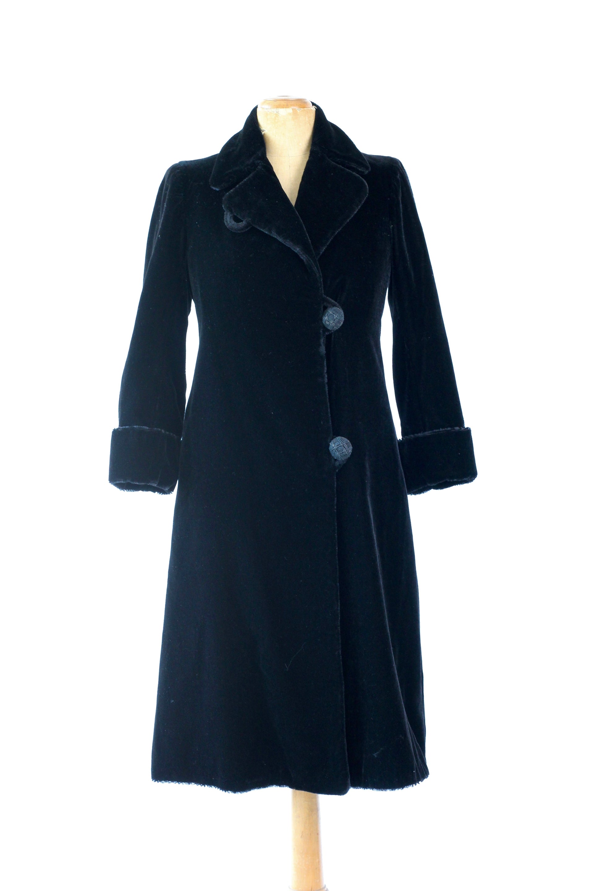 1920s Black Faux Fur Coat//Size M