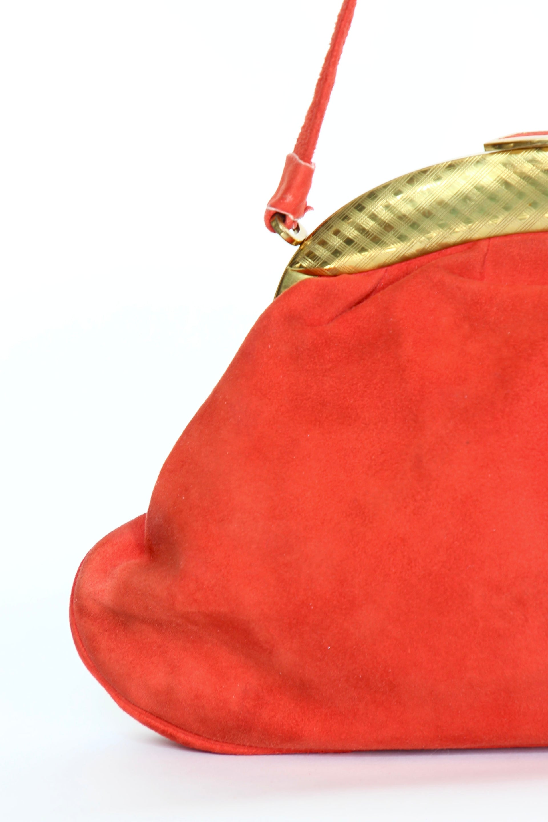 1940s Bright Red Suede Leather Purse