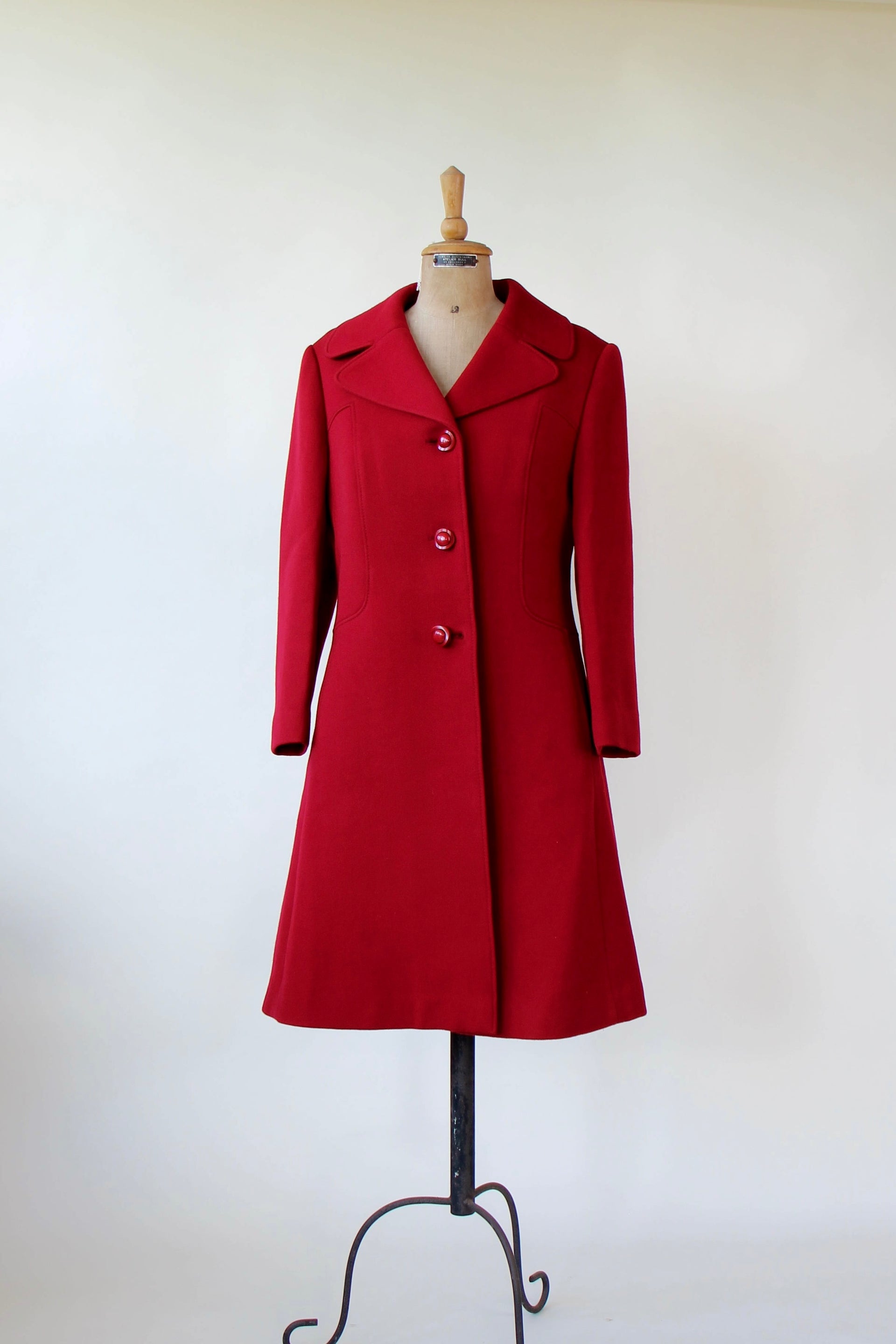 1970s Vintage Dark Red Mod Wool Coat // Size M/L
