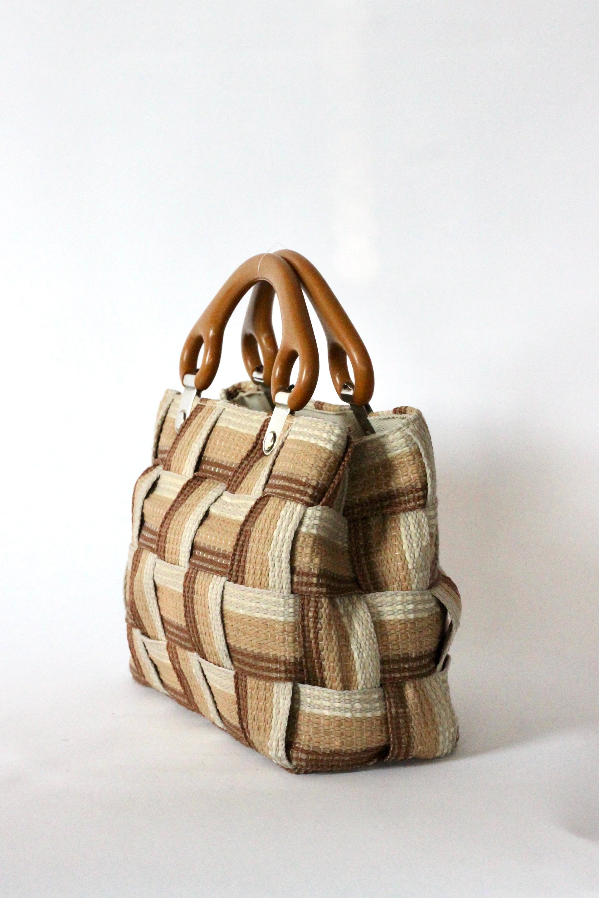 1960s Vintage Italien Bag in Striped Grosgrain