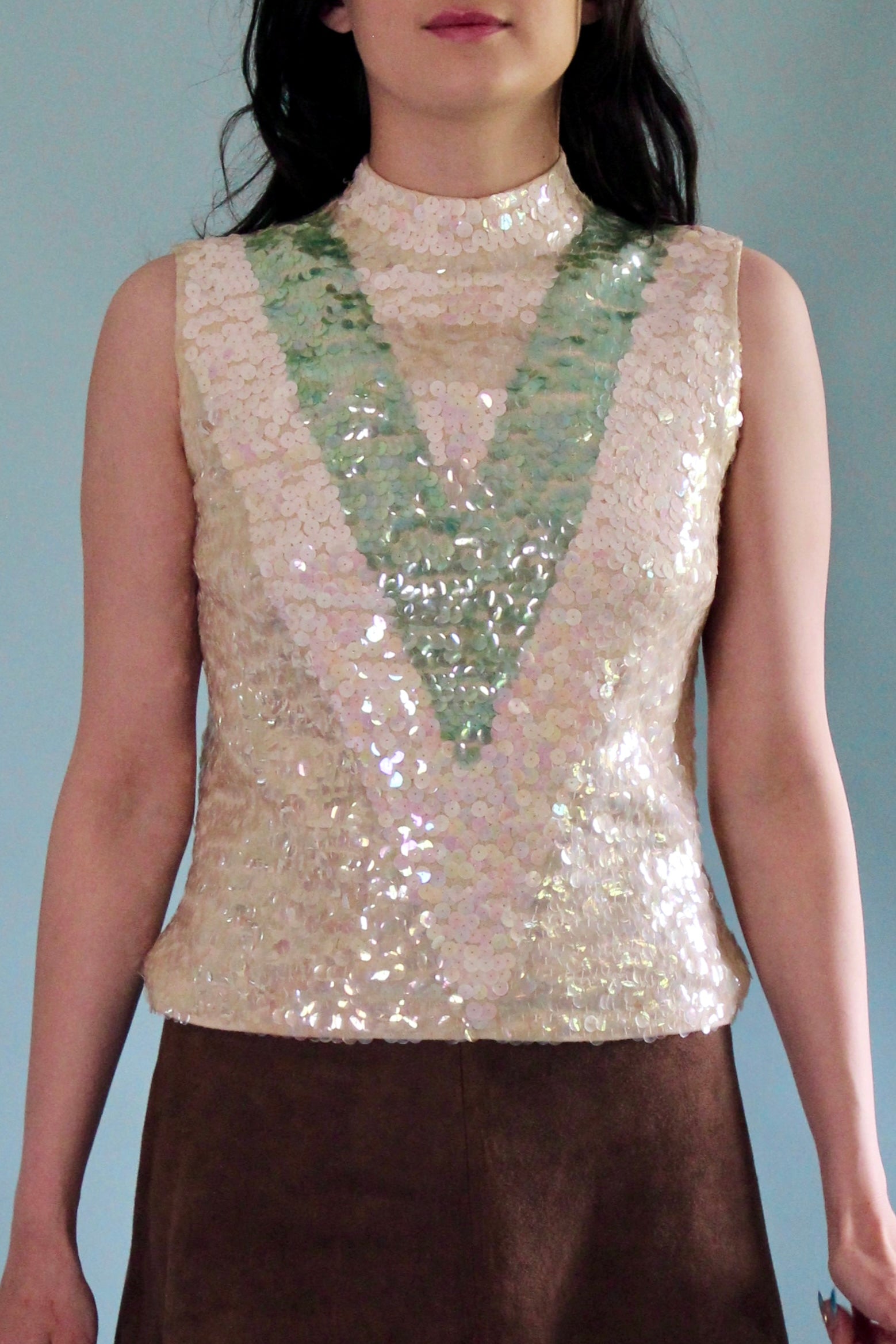 Magasin 1960s Vintage Sequin Wool Top/Blouse // Size S/M