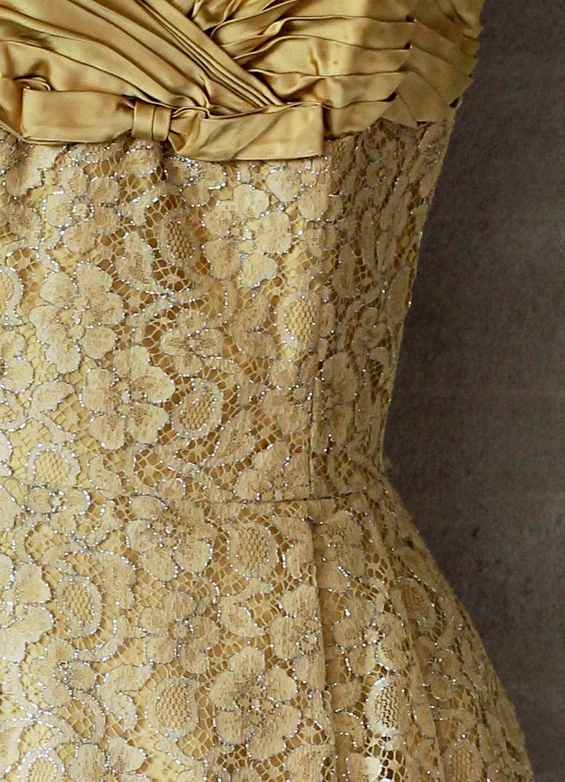 1950s Yellow Lace Dress