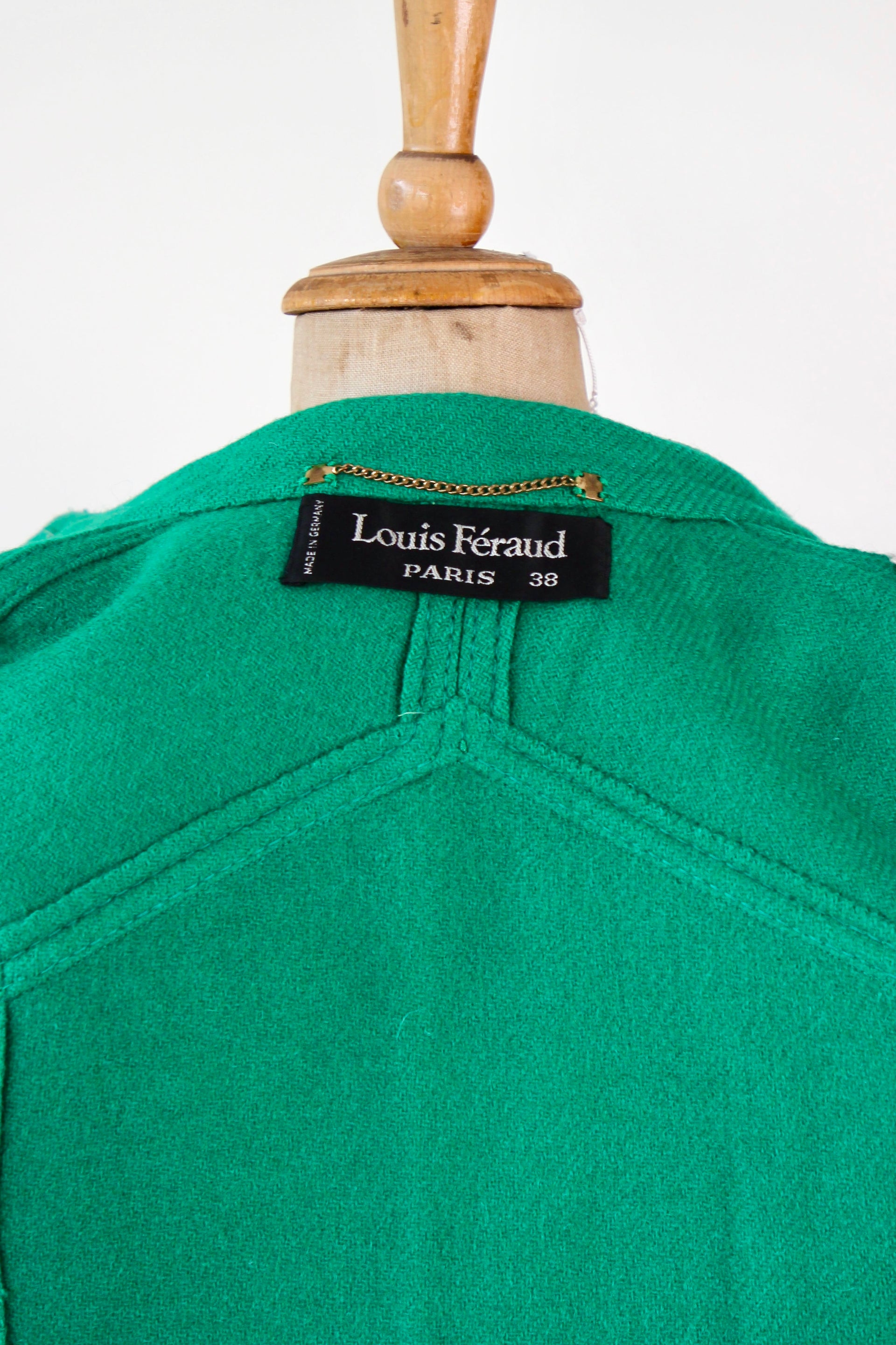 1970s Vintage Designer Green Wool Mod/Trench Coat // Size M