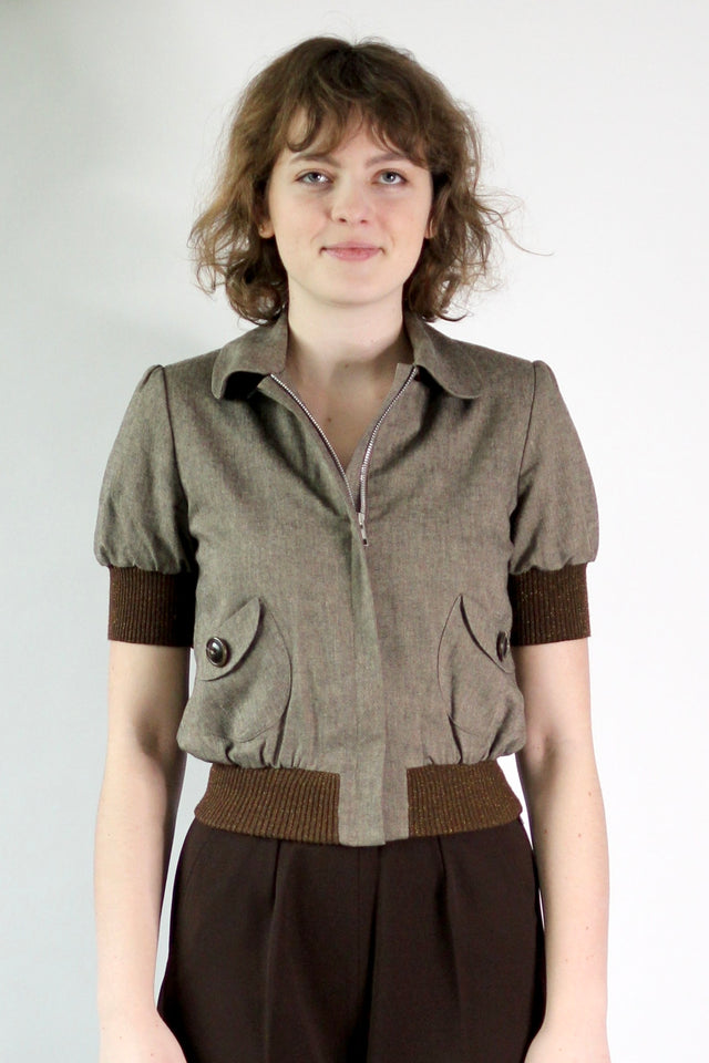 Vintage Short Sleeved Crop Jacket // Danish Design / /Size S