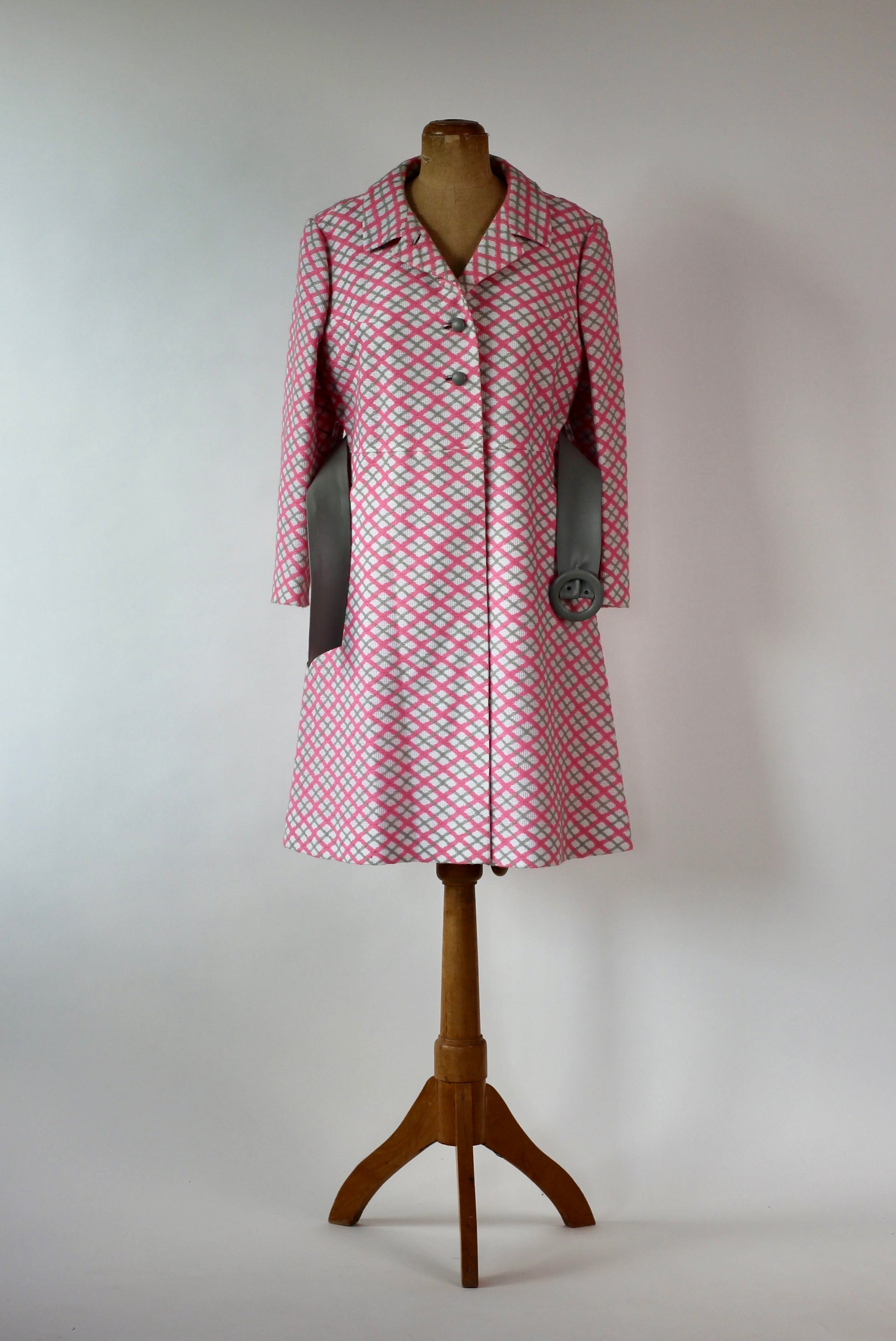 1960s Designer Mod Coat in Harlequin Pattern // Size L