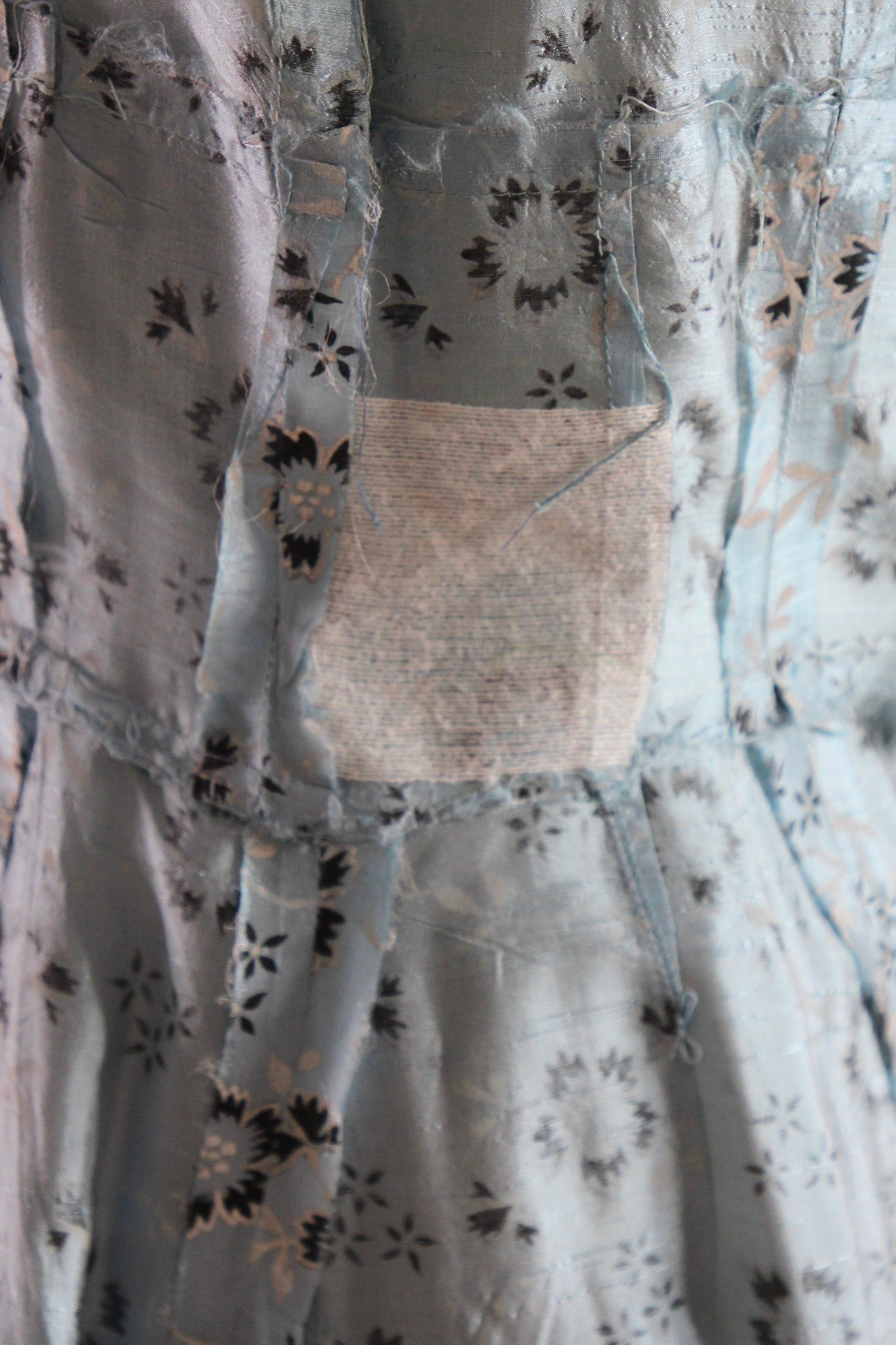 1950s Light Blue Floral Dress//Size S/M