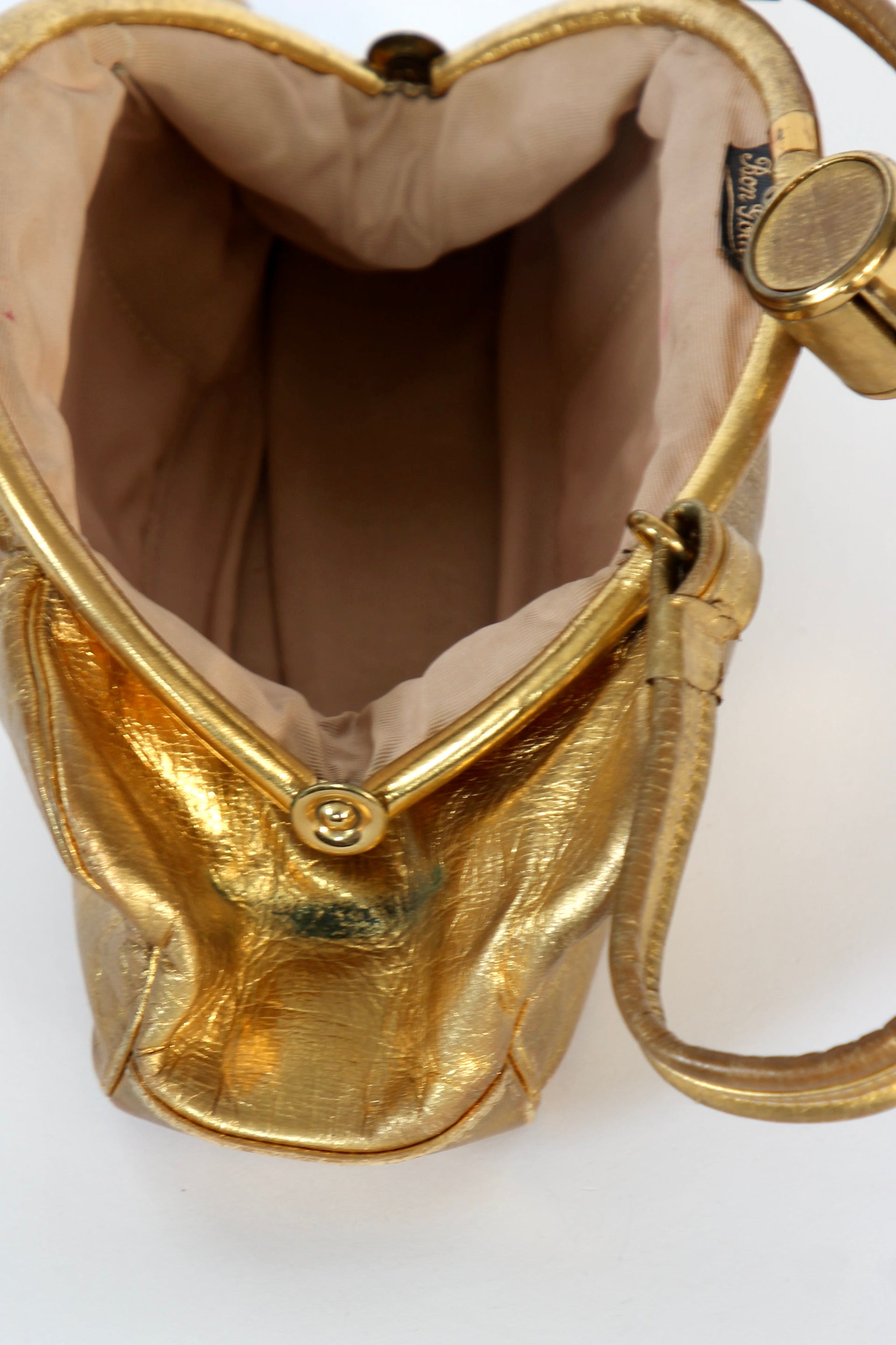 1950s 1960s Vintage Golden Leather Top handle Bag/Purse