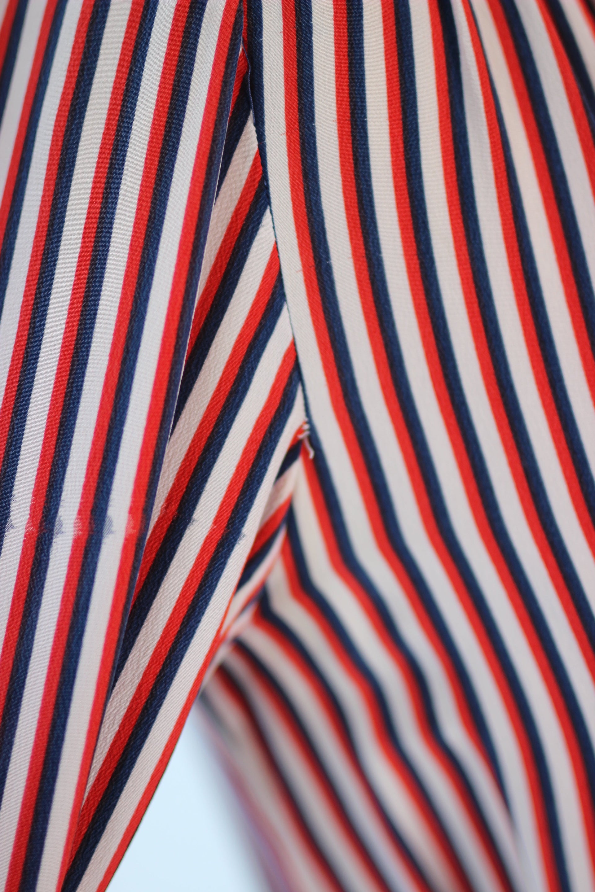 1940s Striped Silk Dress in Red, White and Blue // Size M