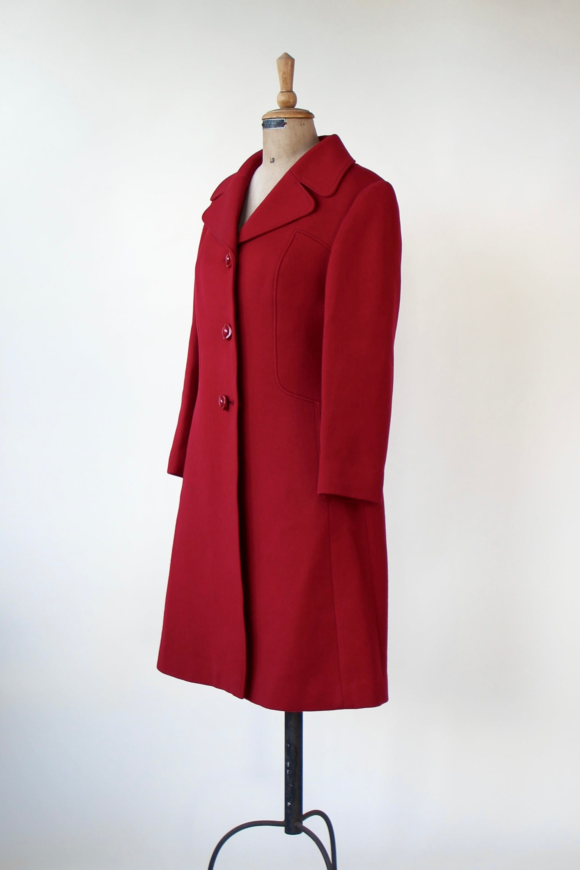 1970s Vintage Dark Red Mod Wool Coat // Size M/L