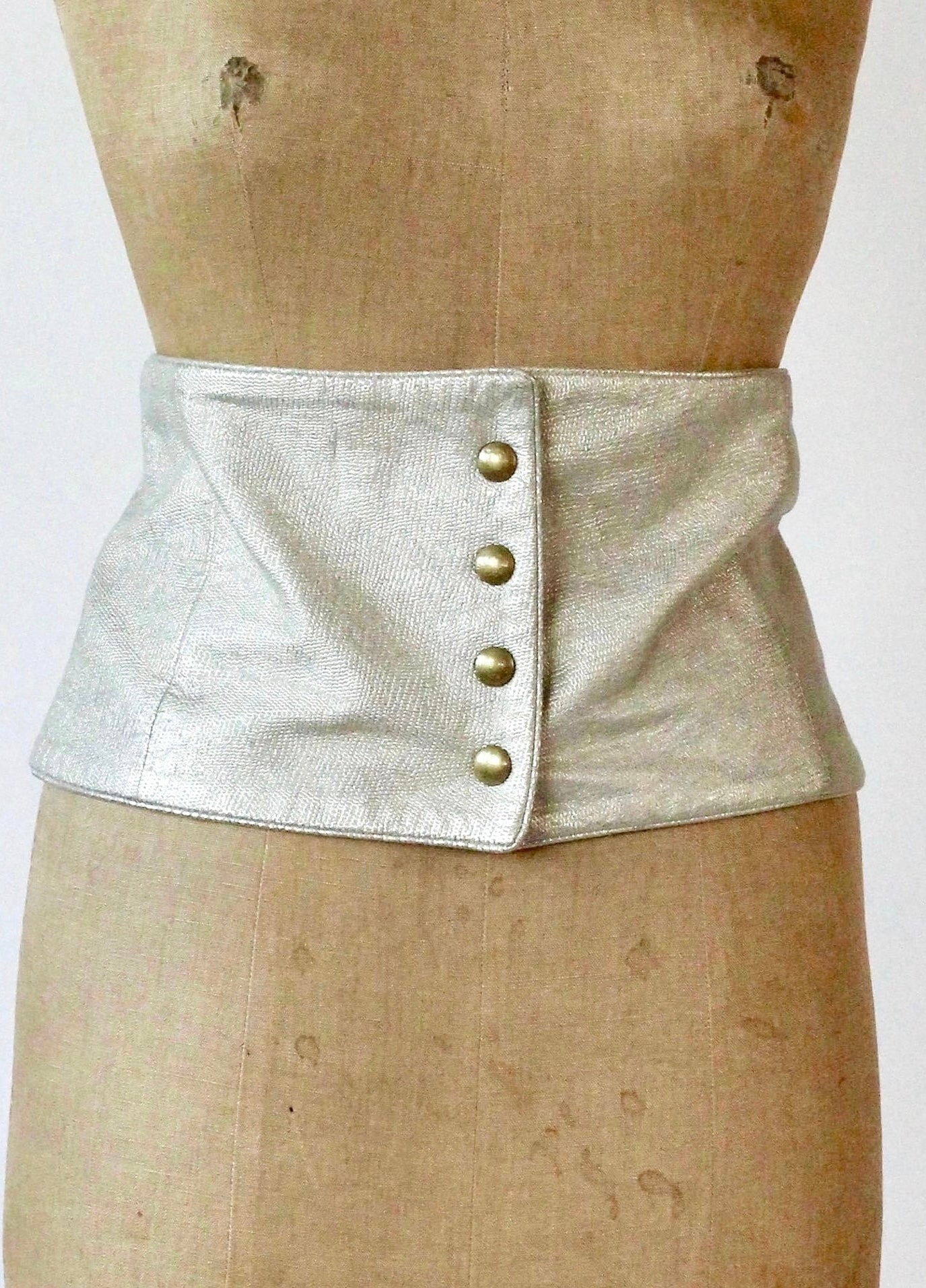 Y2K Vintage Silver Leather Belt//Danish Design//Size M/L