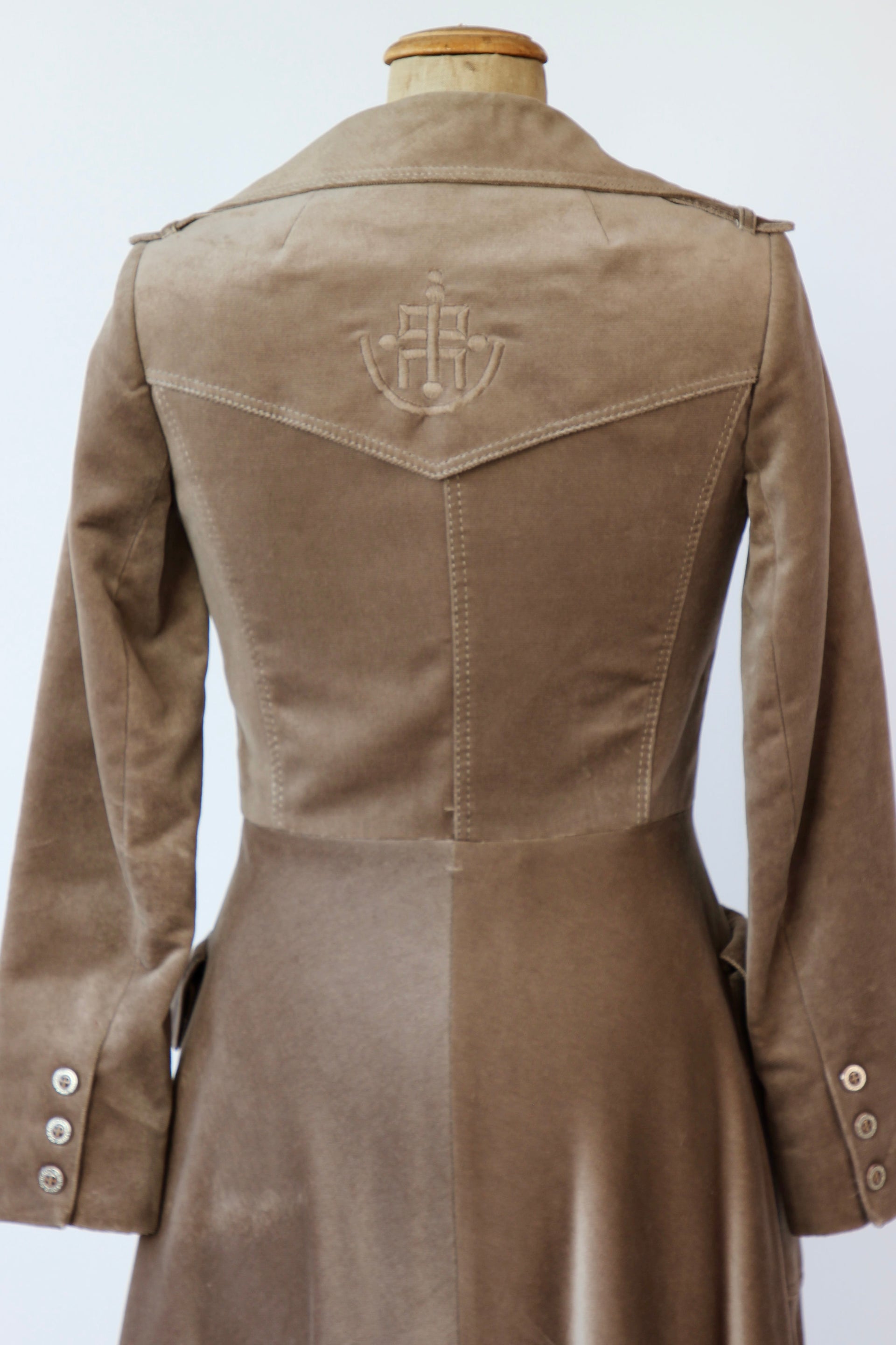 1970s Designer Louis Feraud Brown Velvet Mod Coat // Size S
