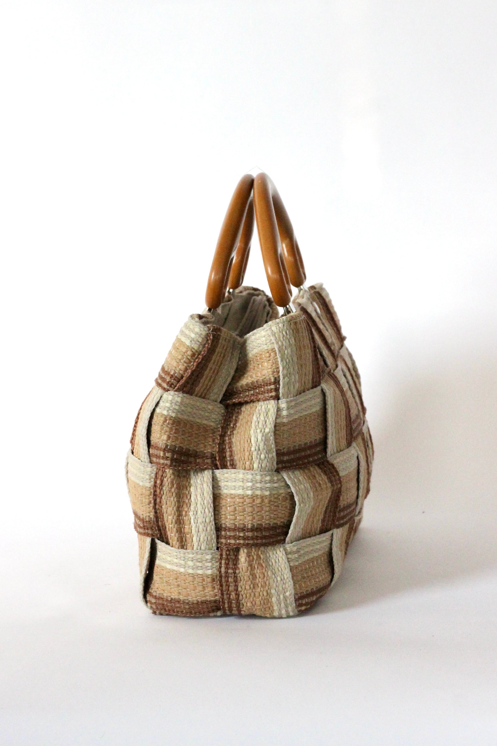 1960s Vintage Italien Bag in Striped Grosgrain