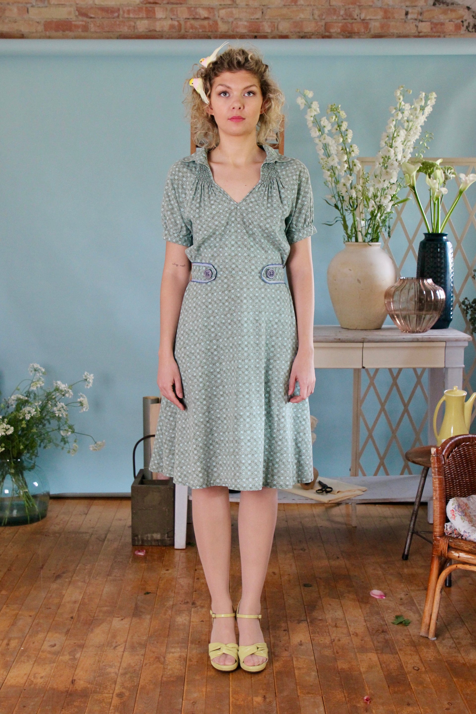 Y2K Vintage Does 1930s Cotton Day Dress // Size M