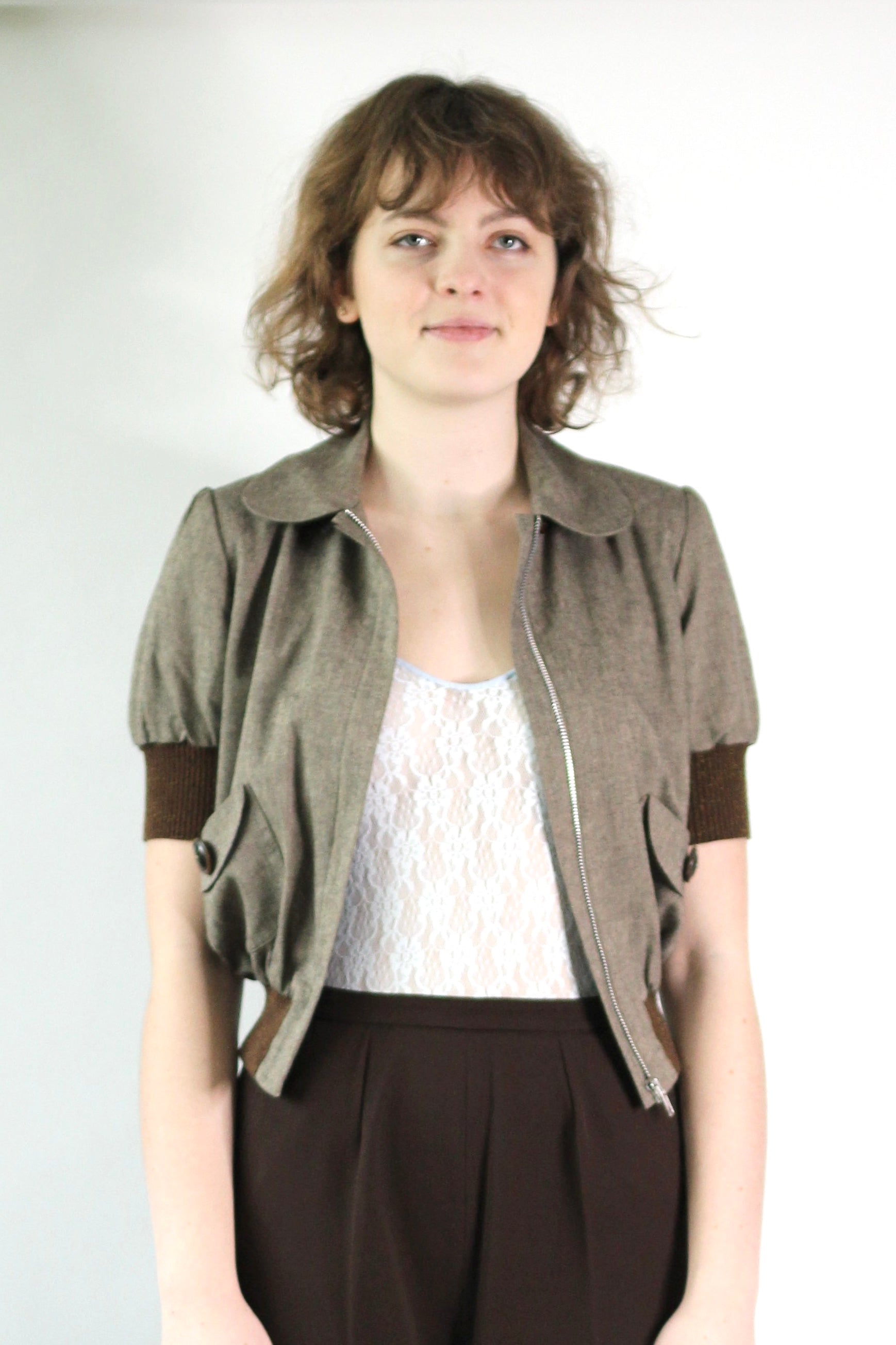 Vintage Short Sleeved Crop Jacket // Danish Design / /Size S
