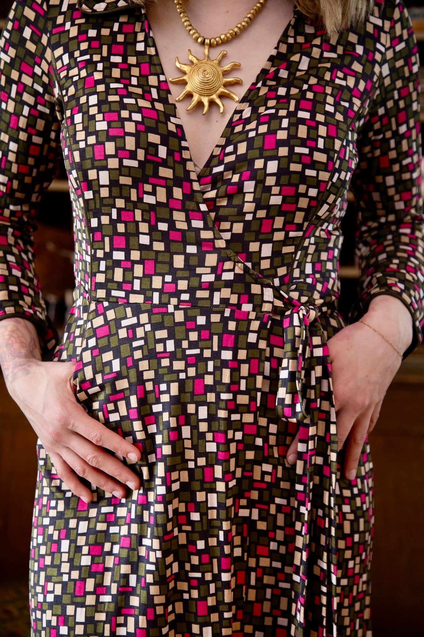 Vintage Silk Wrap Dress // Size S