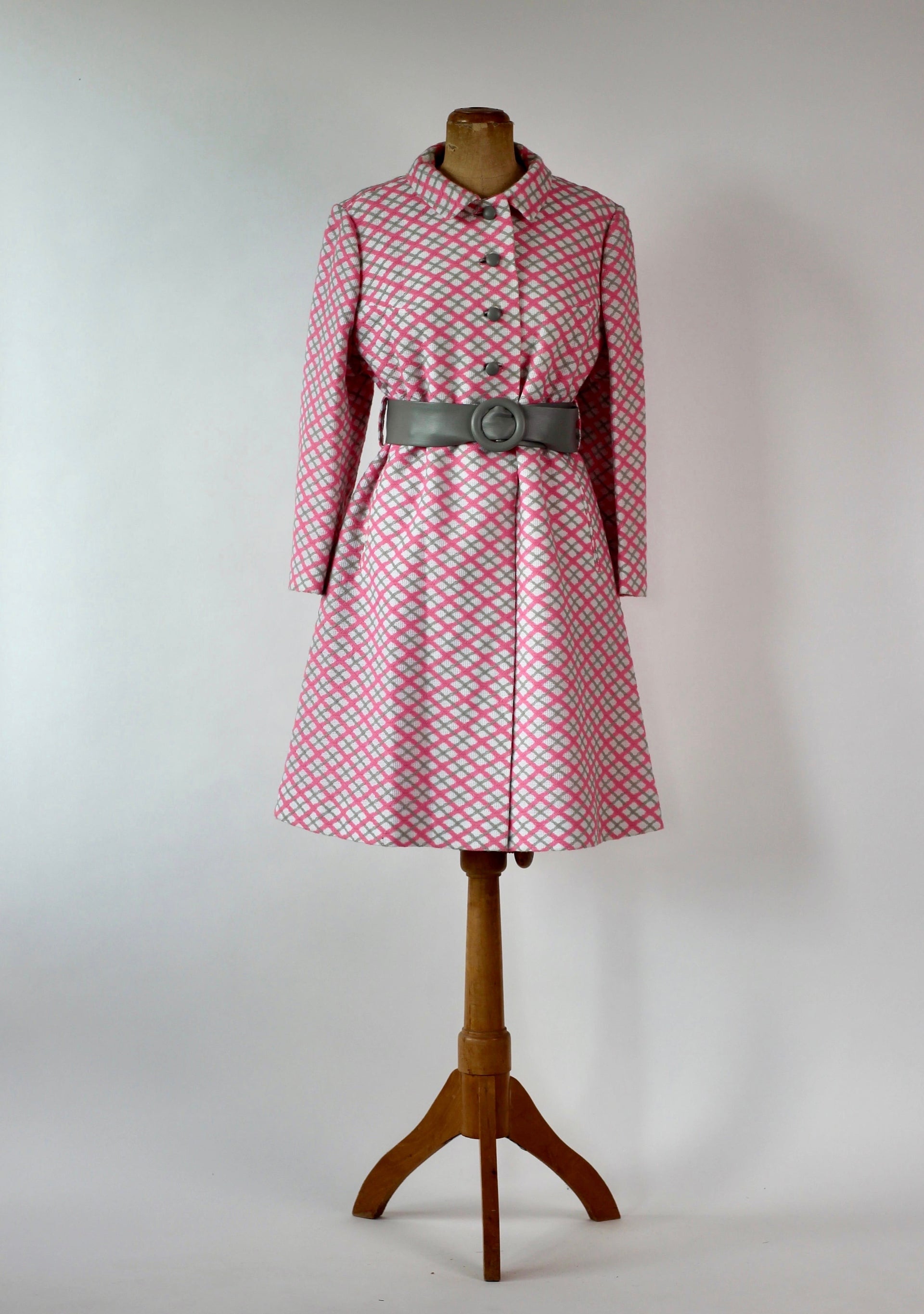 1960s Designer Mod Coat in Harlequin Pattern // Size L