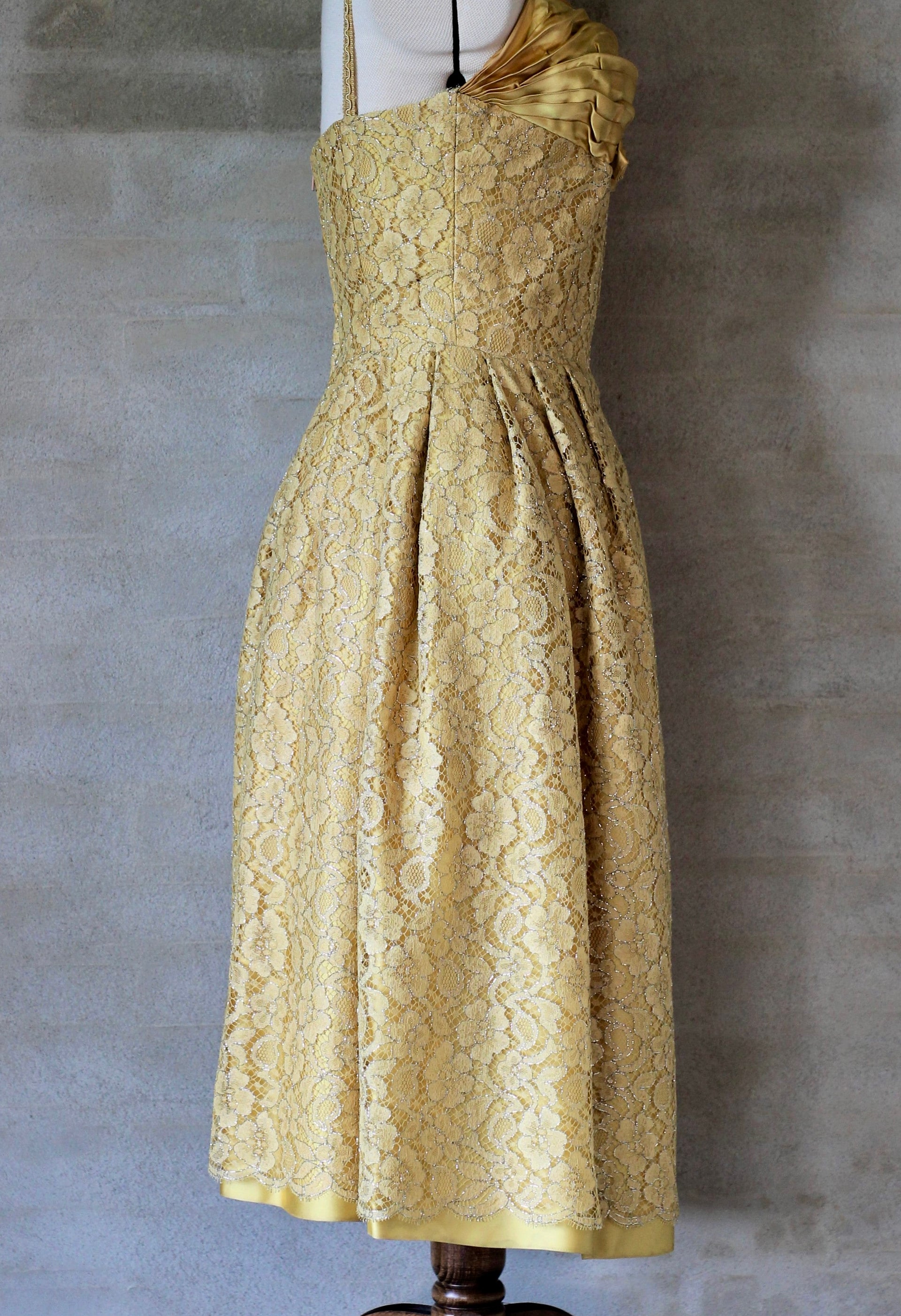 1950s Yellow Lace Dress