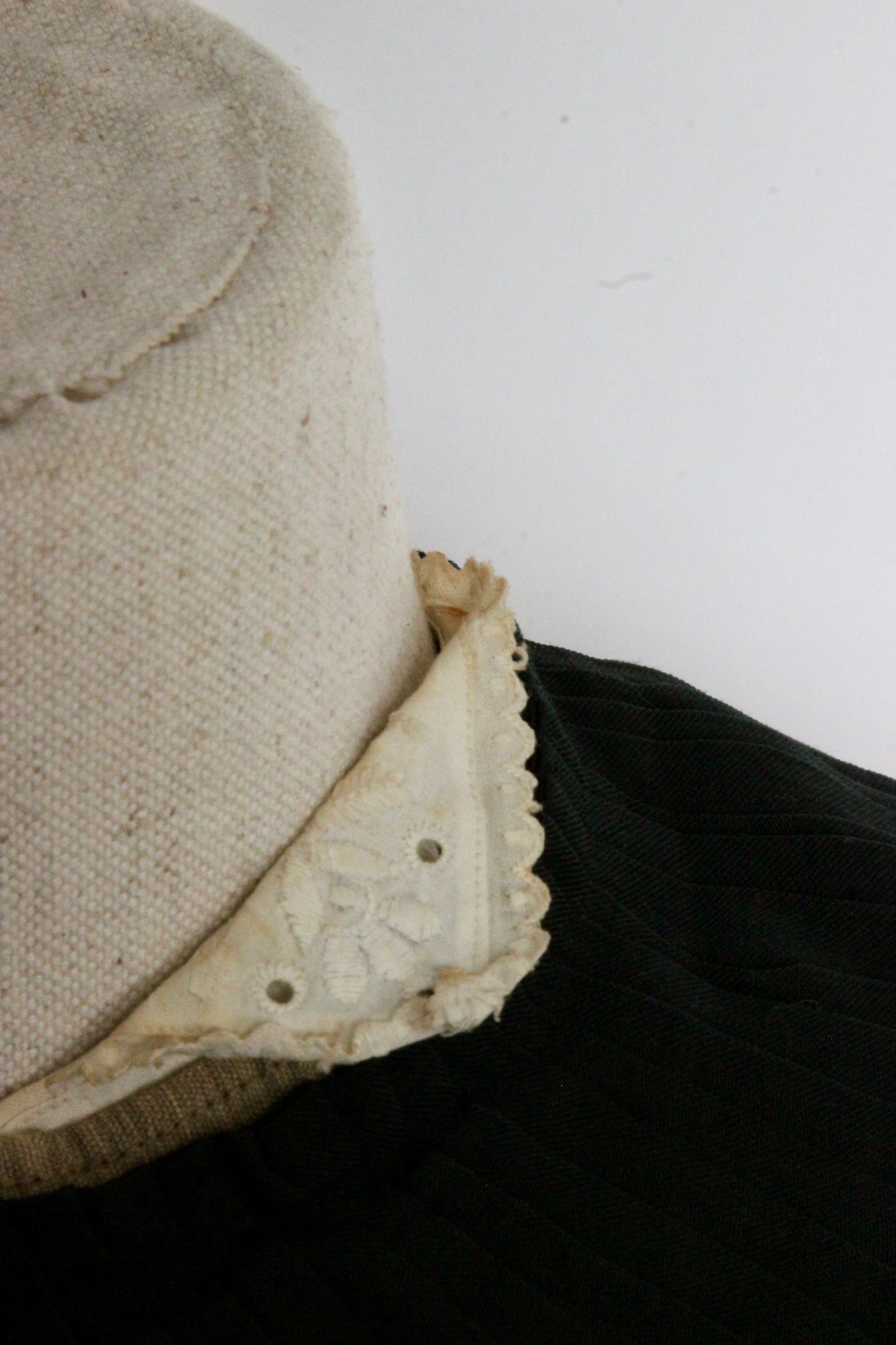 1879s Antique Victorian Beige Jacket with Black Collar and Cuffs Owned by Karin Strandberg, Sweden.