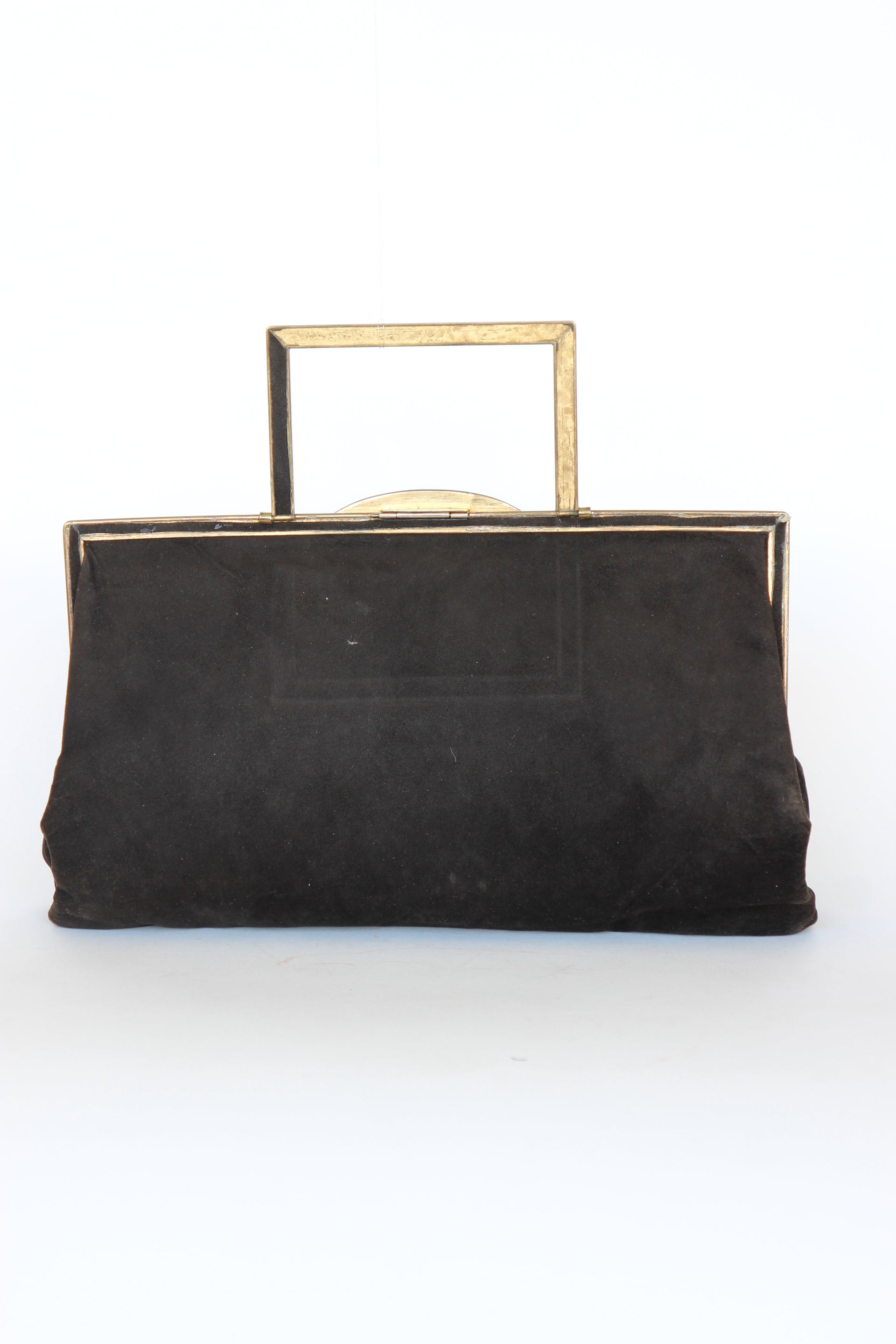 1930s Brown Suede Leather Top Handle Bag