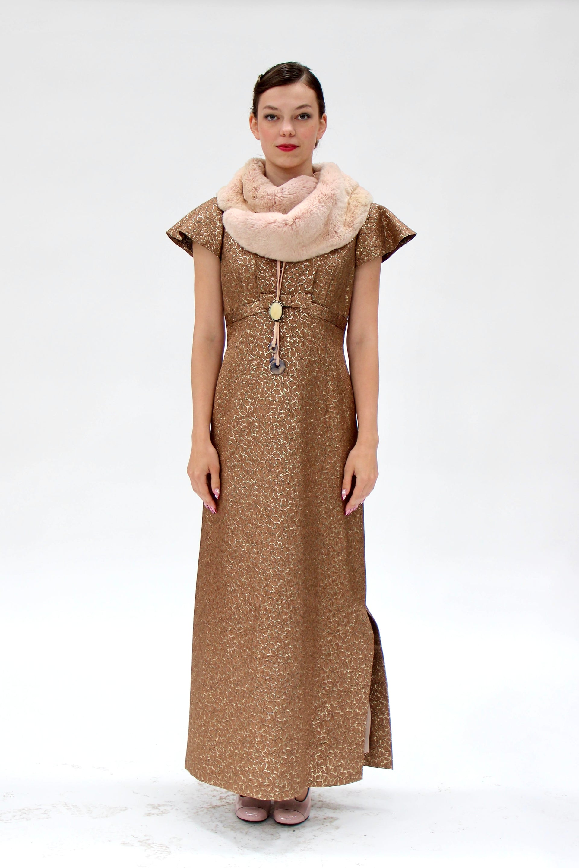 1960s Vintage Brocade Maxi Dress // Size S/M
