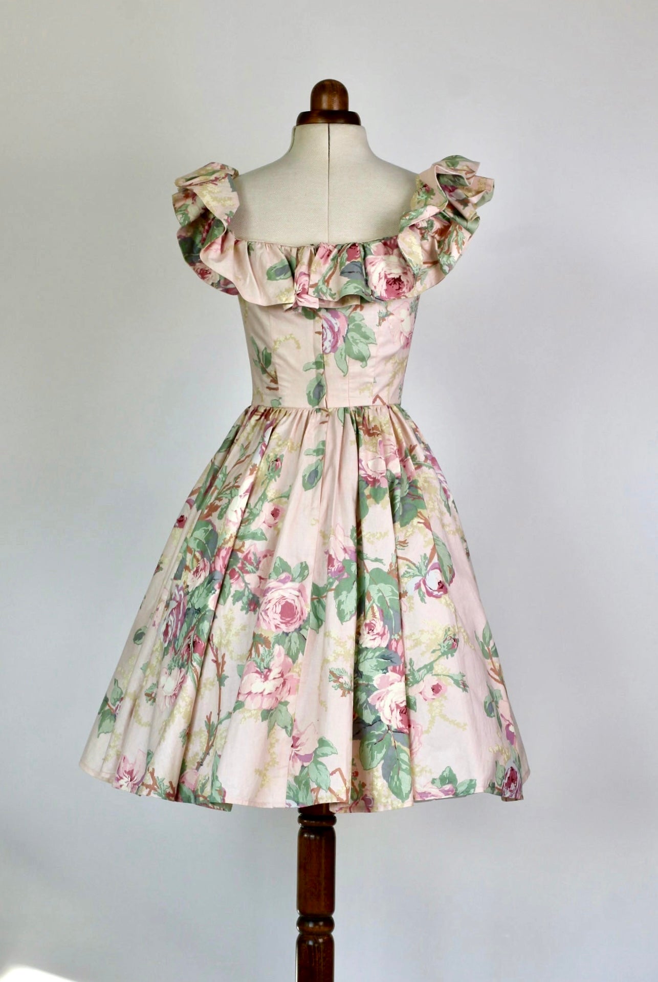 1980s Vintage Sleeveless Floral Dress//Corsage Top//Size S