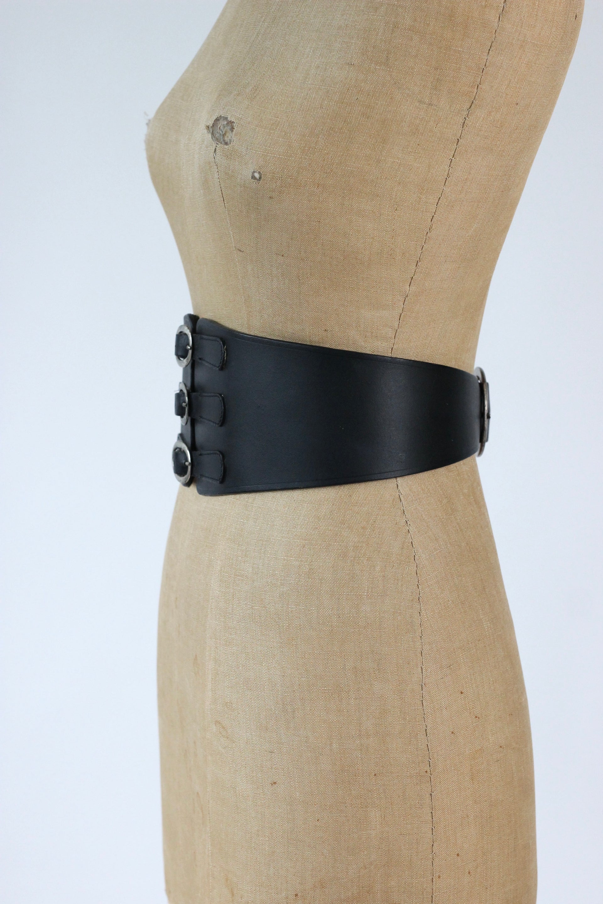 Y2K Vintage Black Wide Leather Belt//Size XS/S