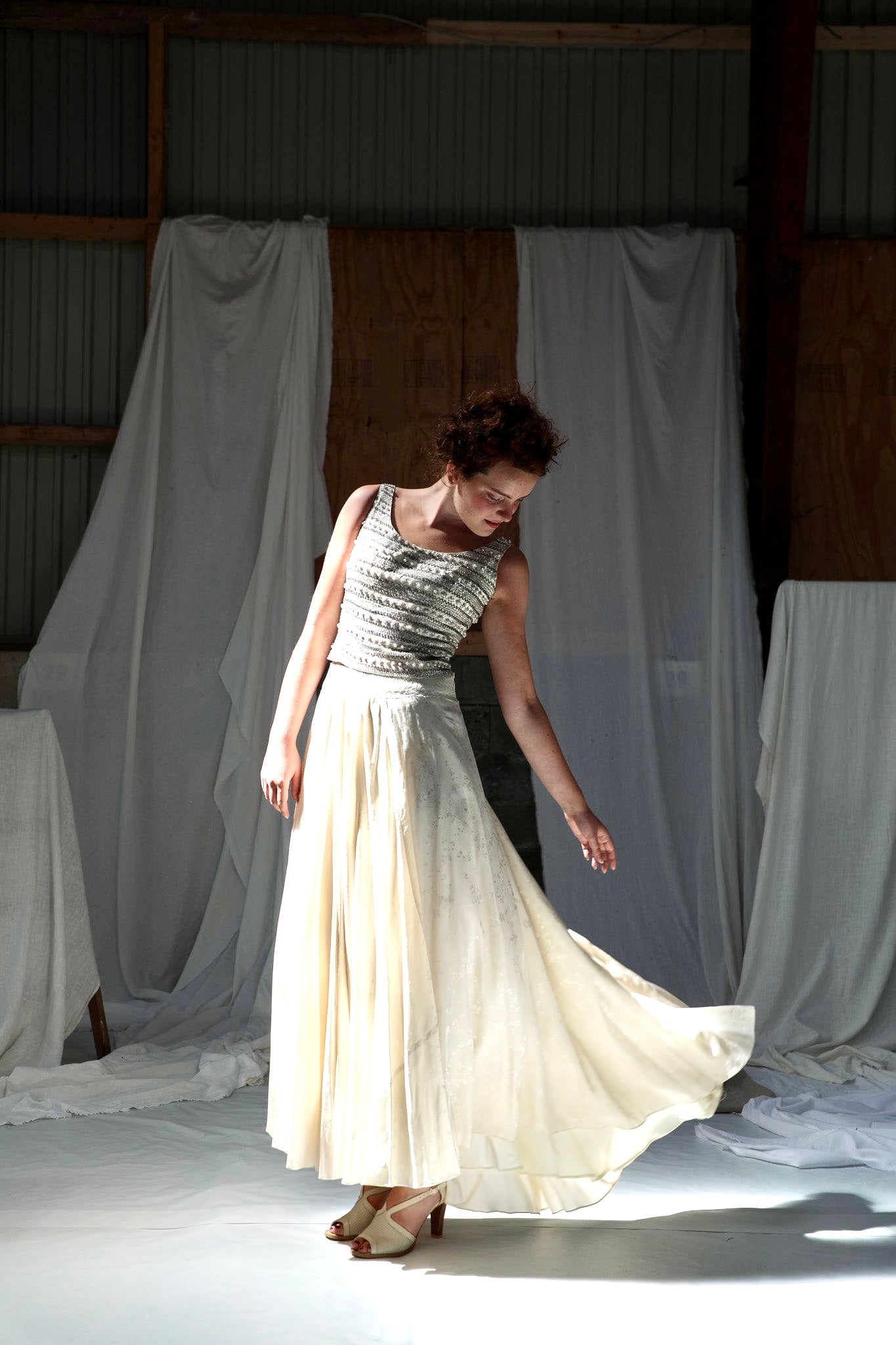 By Waltz Skirt in 1920s Vintage Silk // Size M