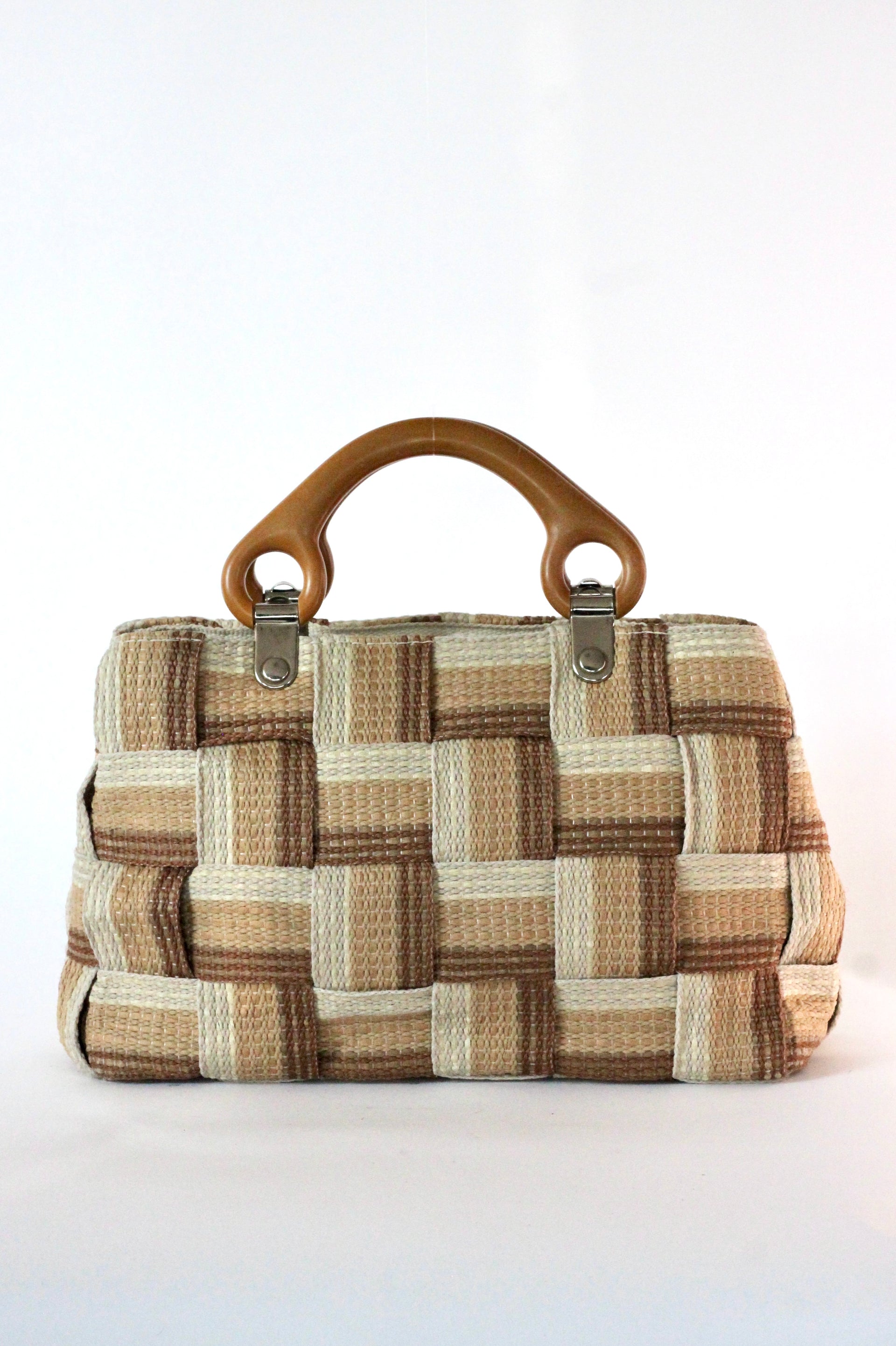 1960s Vintage Italien Bag in Striped Grosgrain