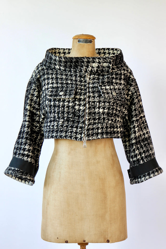 Vintage Gianfranco Ferre cropped checked Black and White Jacket