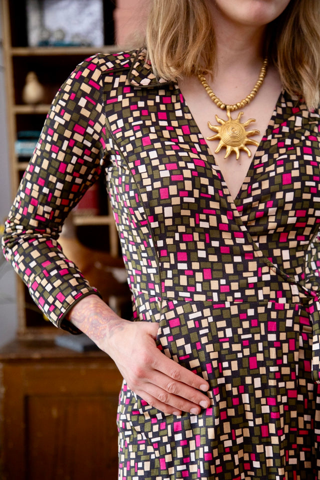 Vintage Silk Wrap Dress // Size S