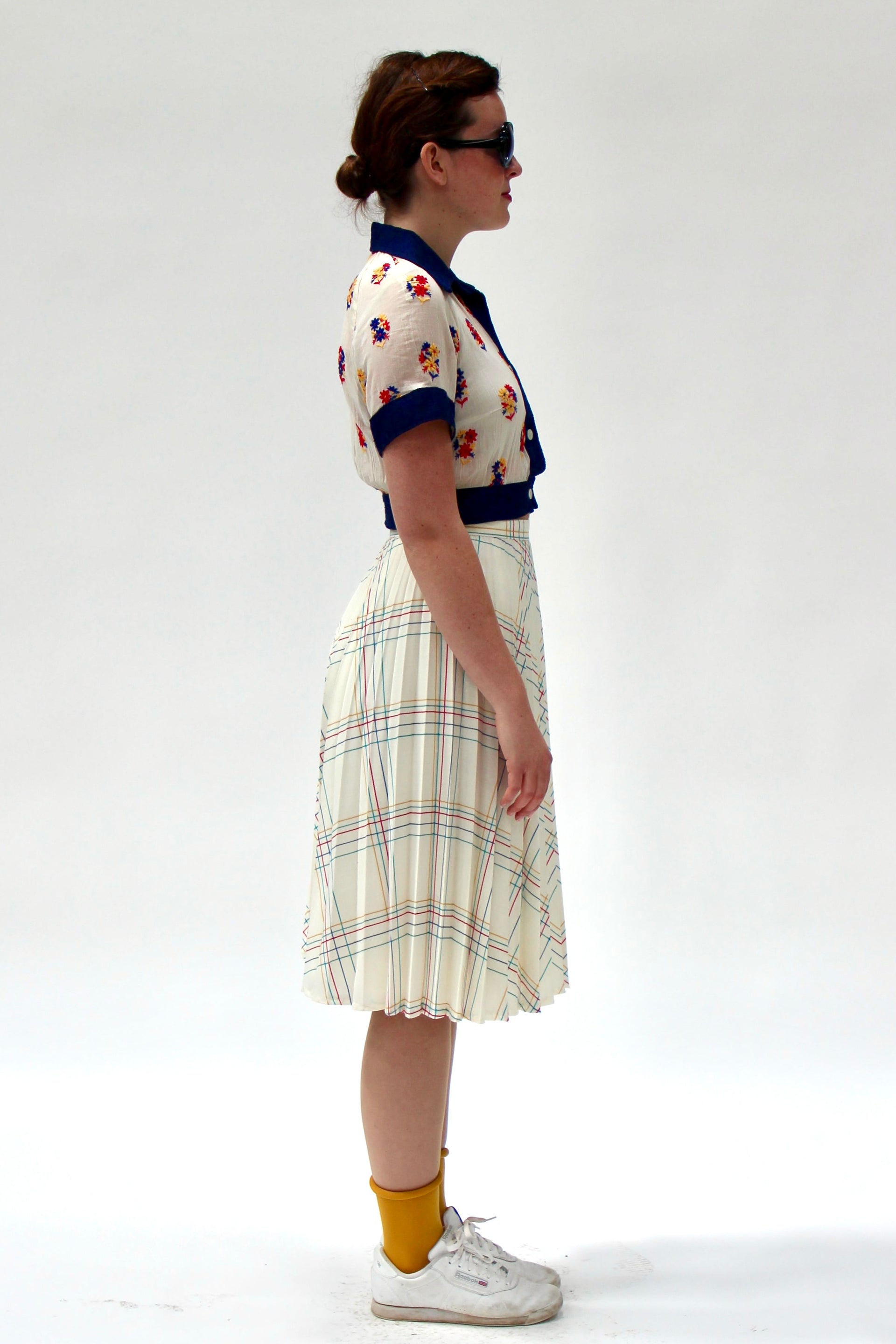 1970s High Waisted Pleated Skirt//Size S