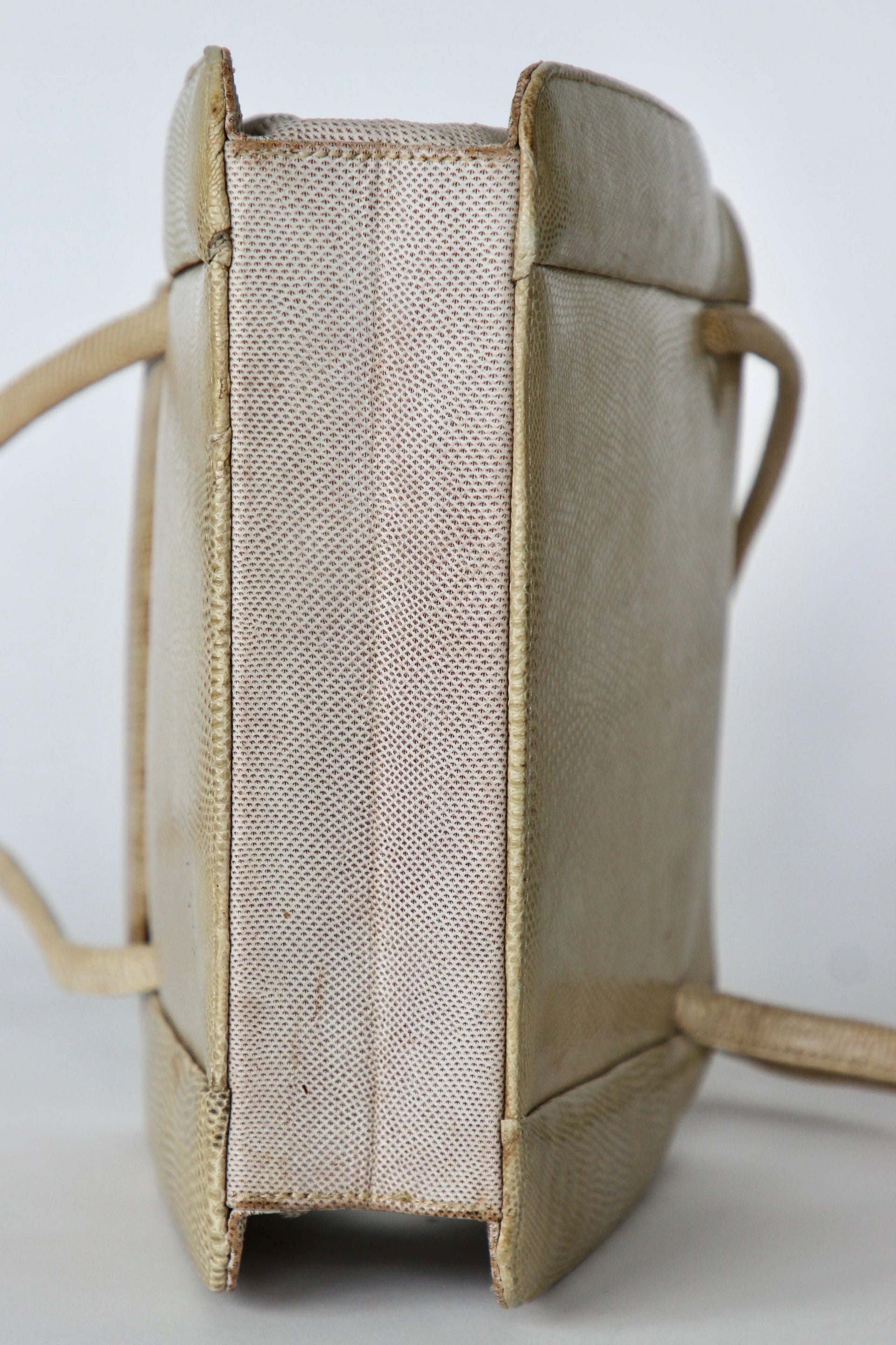 1950s Vintage Beige Lizard Leather Top Handle Bag/Purse