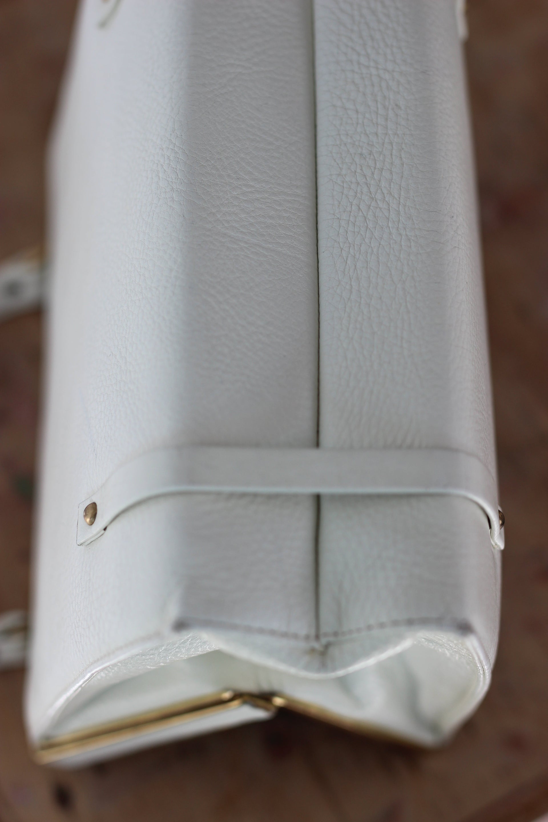 1950s 1960s White Leather Top Handle Bag/Danish Design