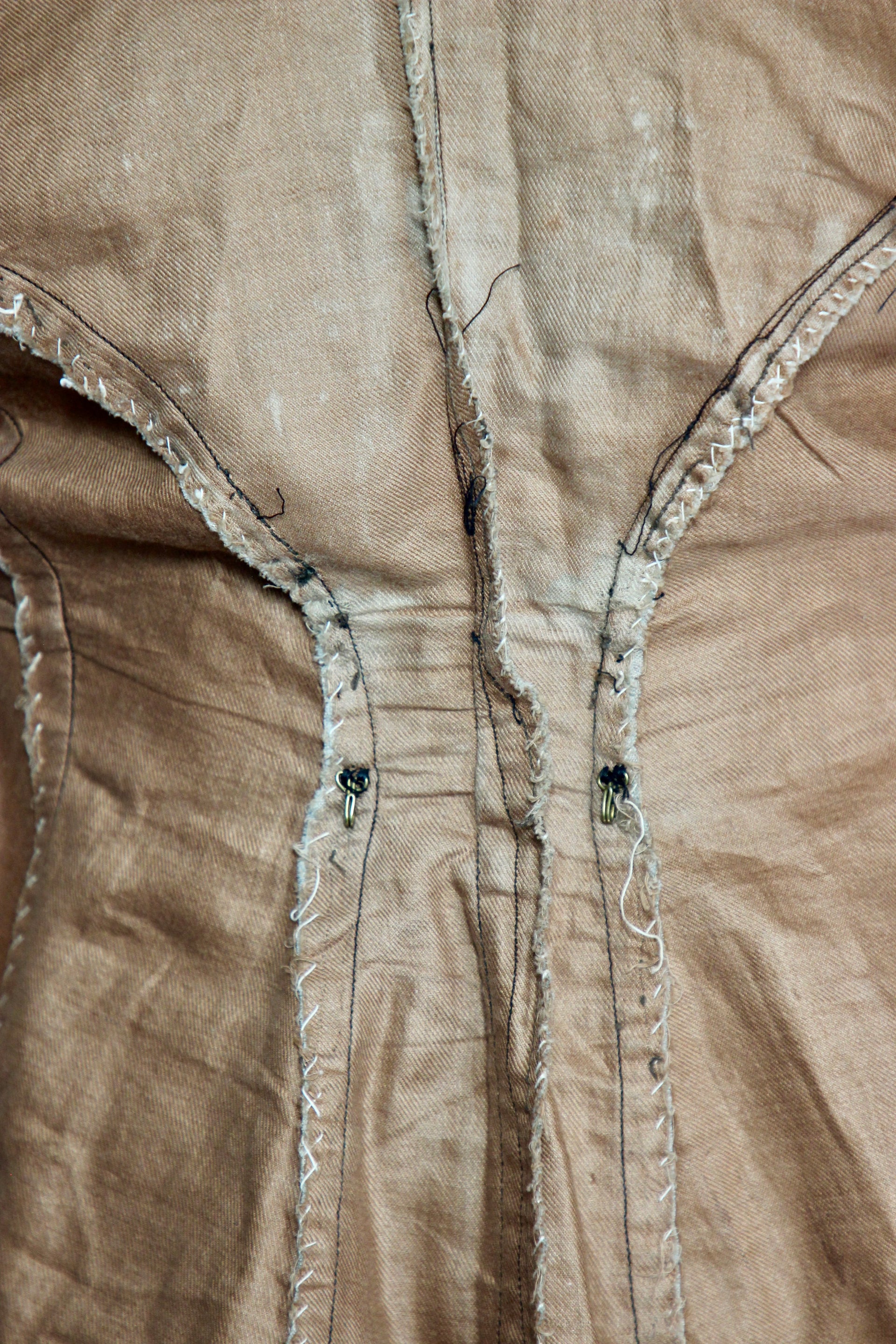 1879s Antique Victorian Beige Jacket with Black Collar and Cuffs Owned by Karin Strandberg, Sweden.