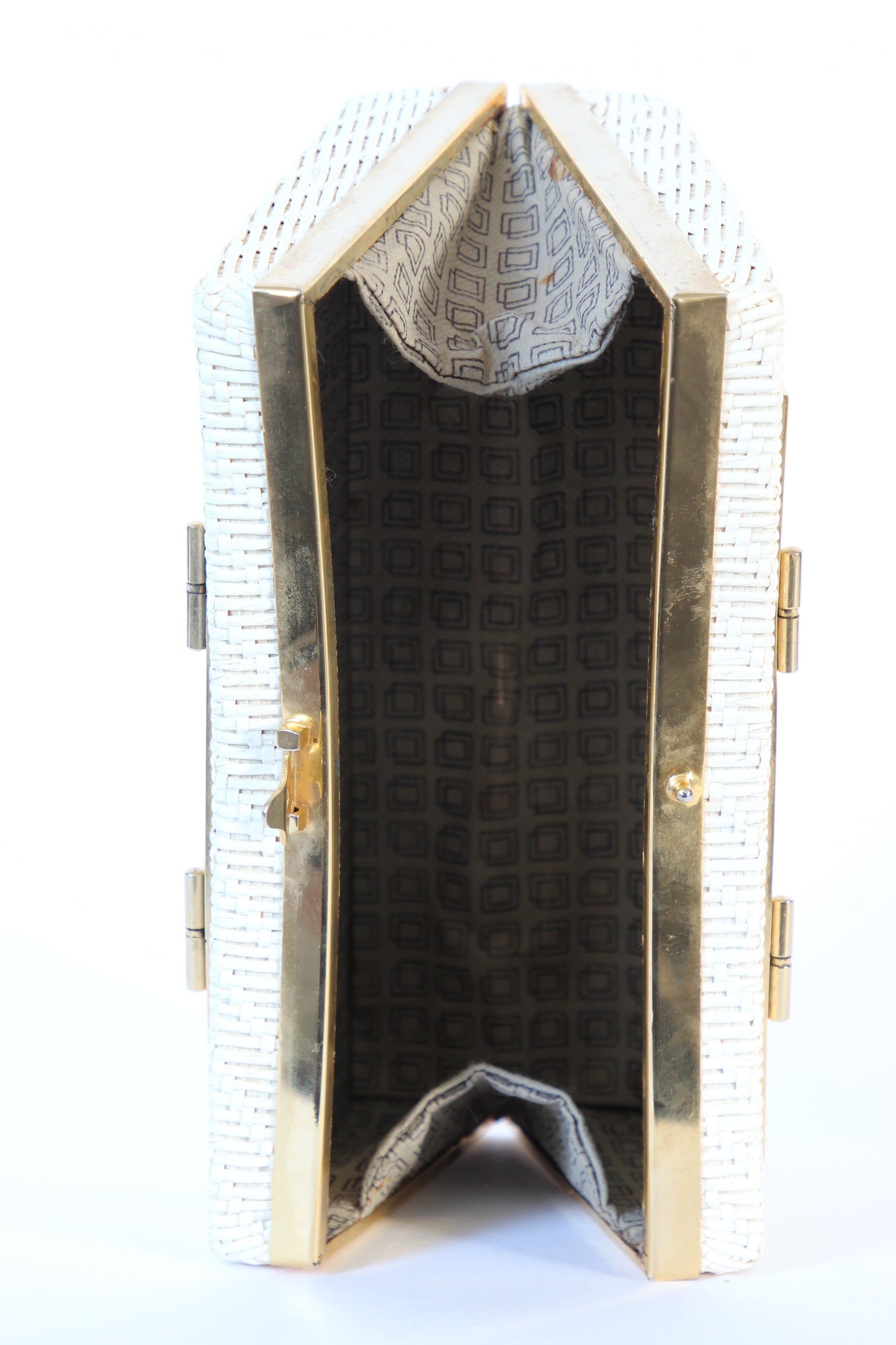 1960s Ivory Straw Top Handle Bag / Purse