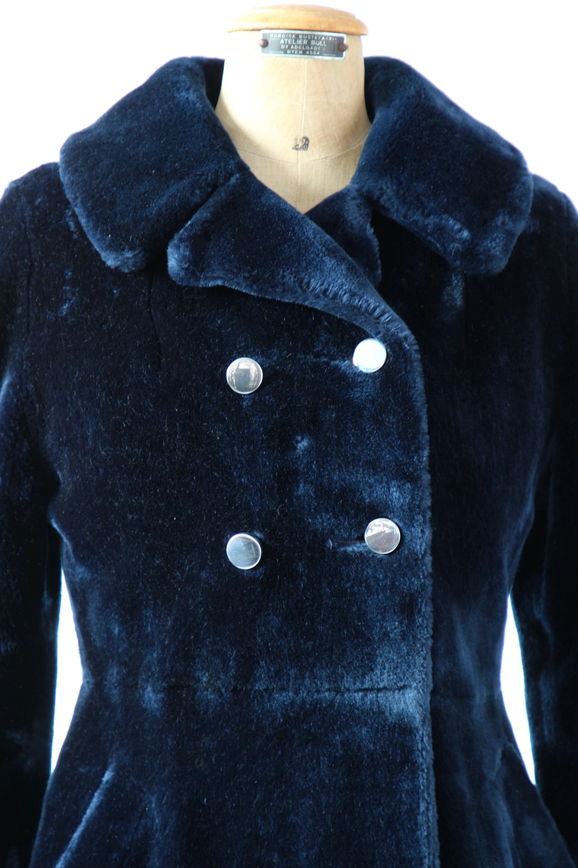 1960s Vintage Blue Faux Fur / Size S