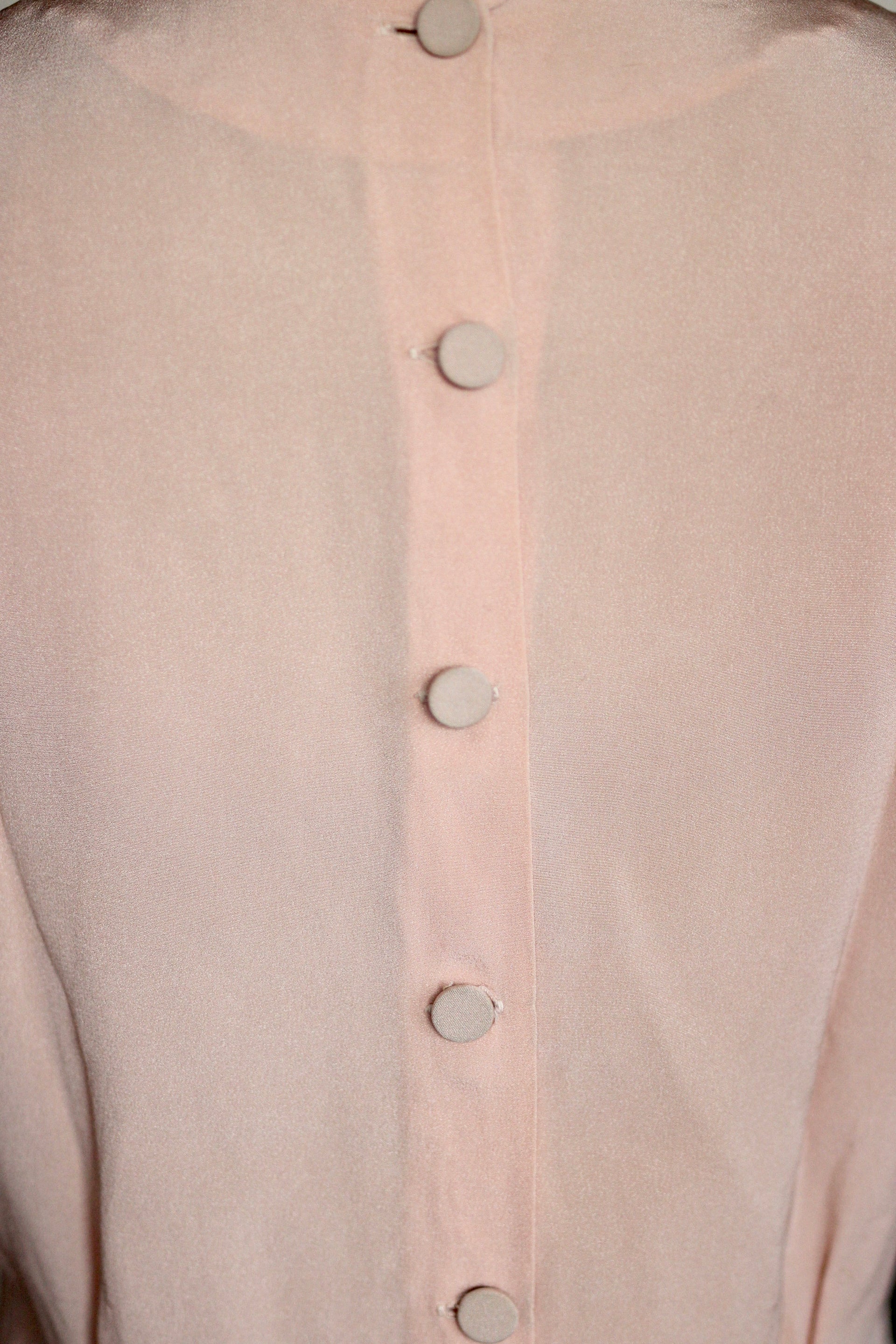 1940s Pale Pink Silk Blouse//Size S/M