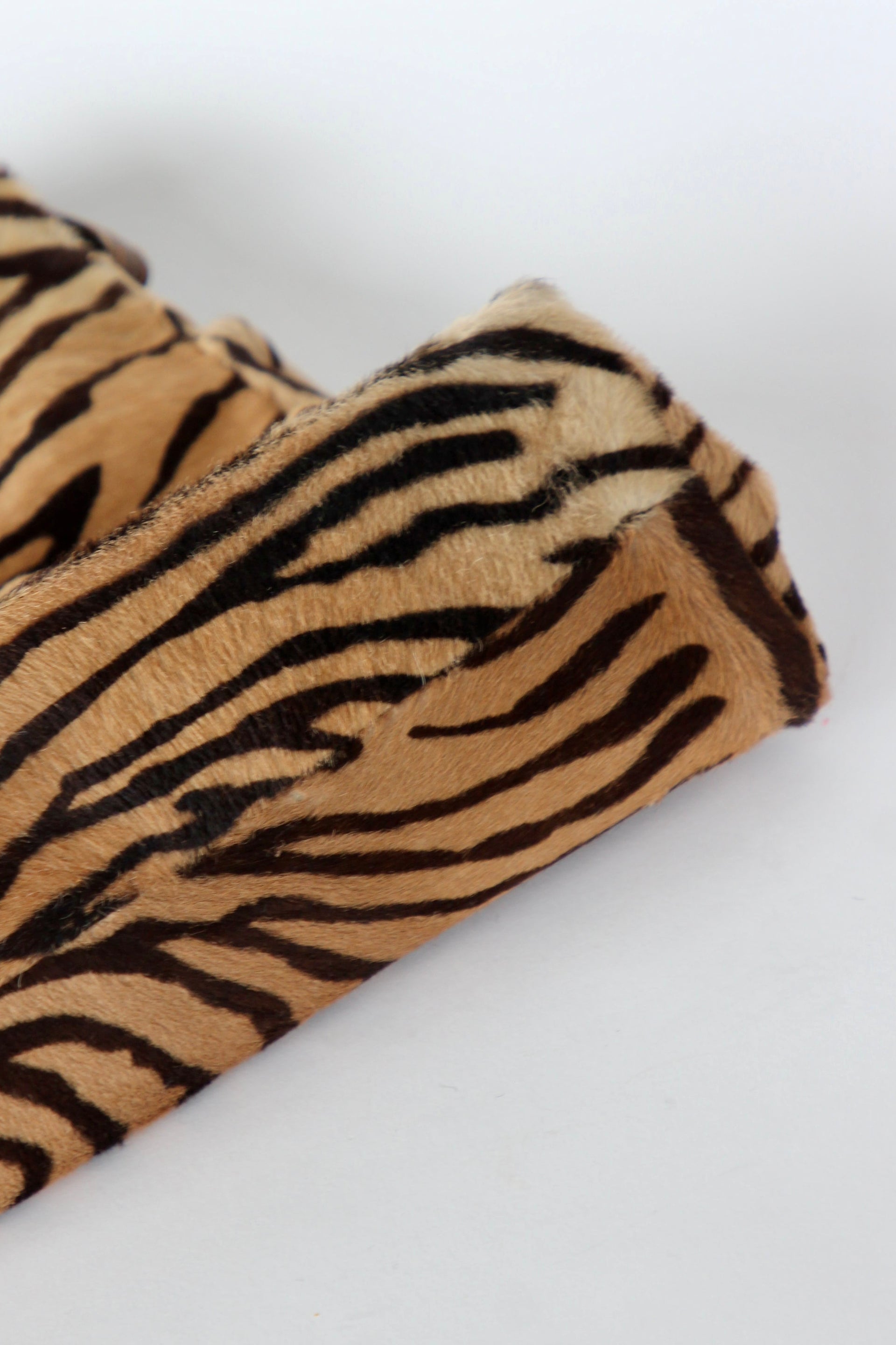 1960s Brown Fur Top Handle Bag with Tiger Pattern // Danish Design