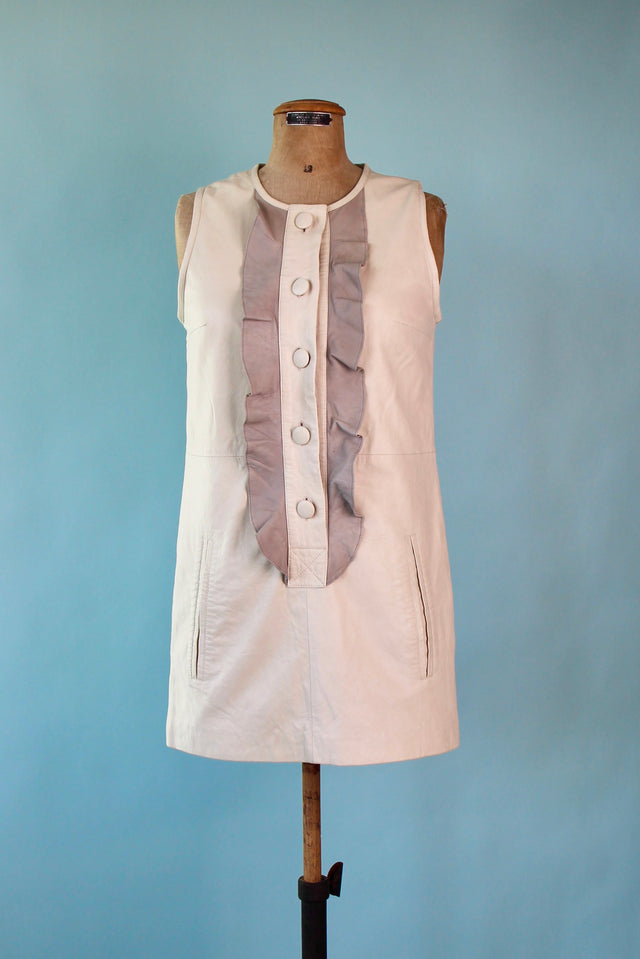 Vintage Baum und Pferdgarten Ivory Shift Leather Dress // Size EU 38