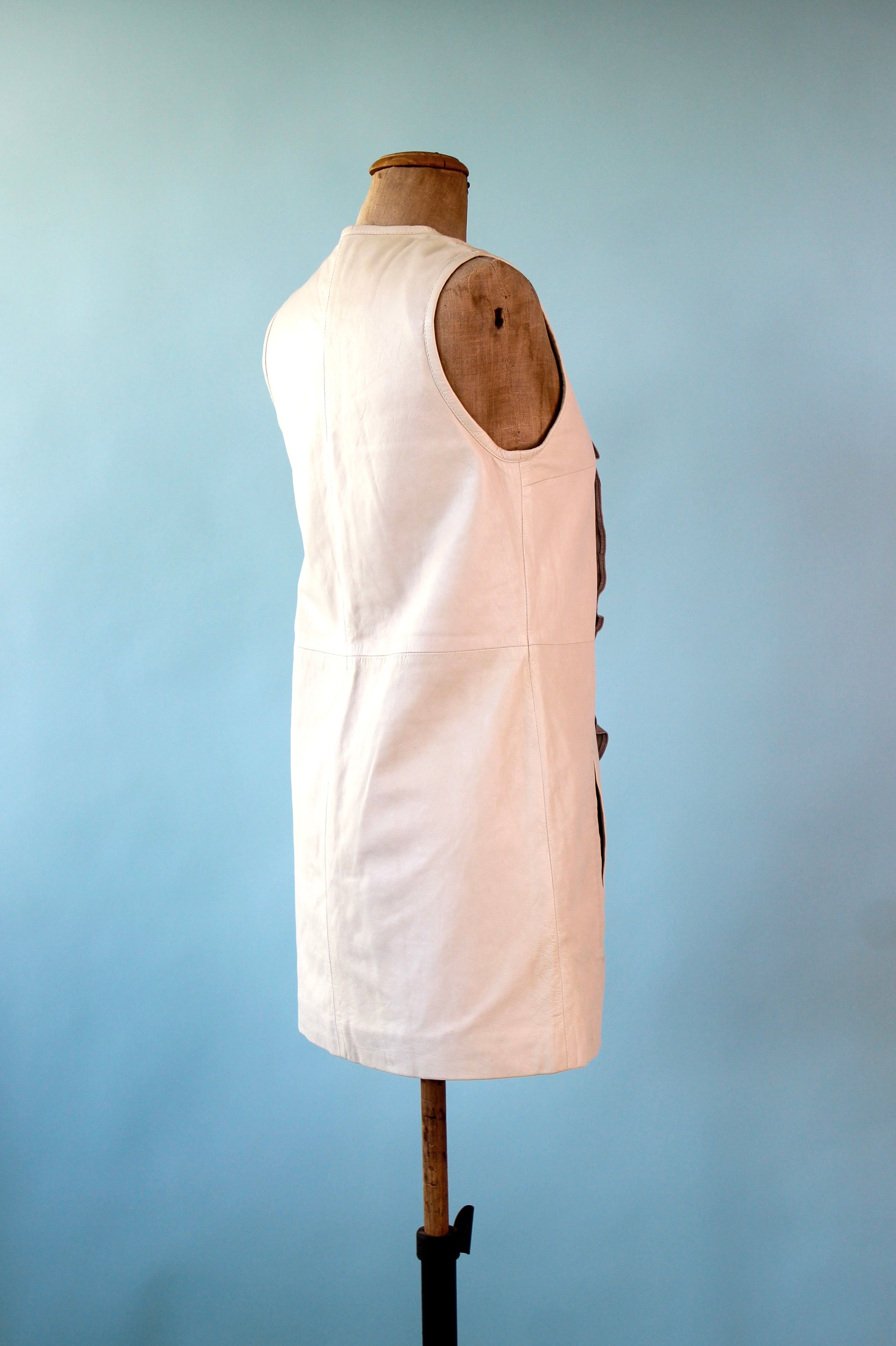 Vintage Baum und Pferdgarten Ivory Shift Leather Dress // Size EU 38
