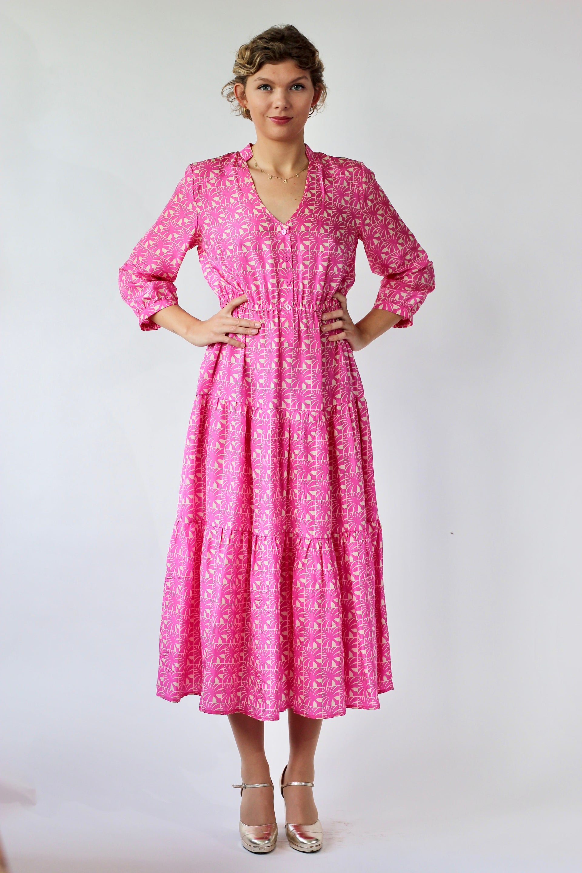Vintage Pink Silk Dress//Danish Design//Size M
