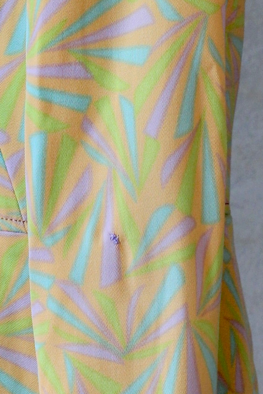 1960s 1970s Peplum Jacket/Psychedelic Yellow/Size L.