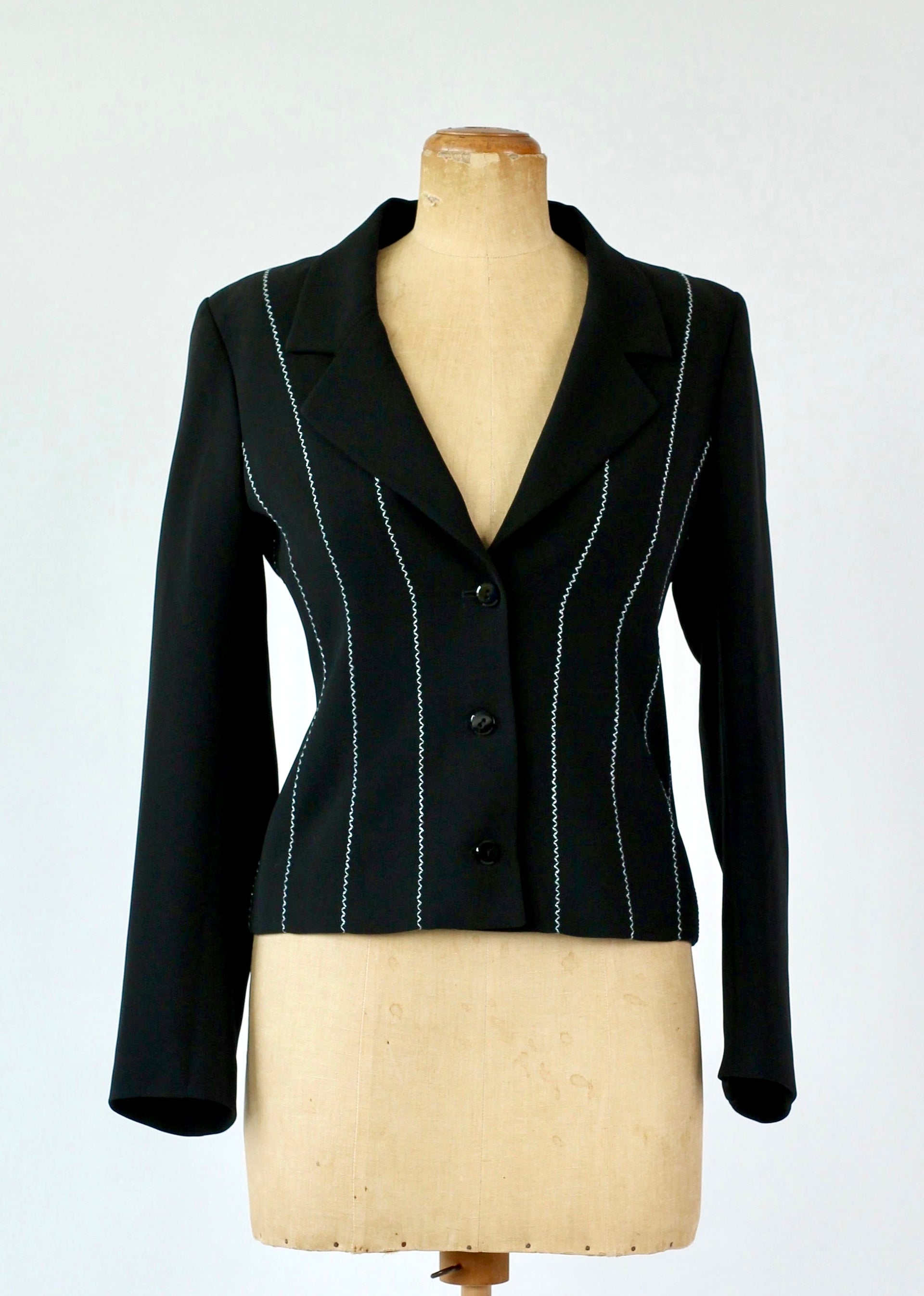 1980s French Designer, Paris Evening Black Blazer/Jacket//Size M