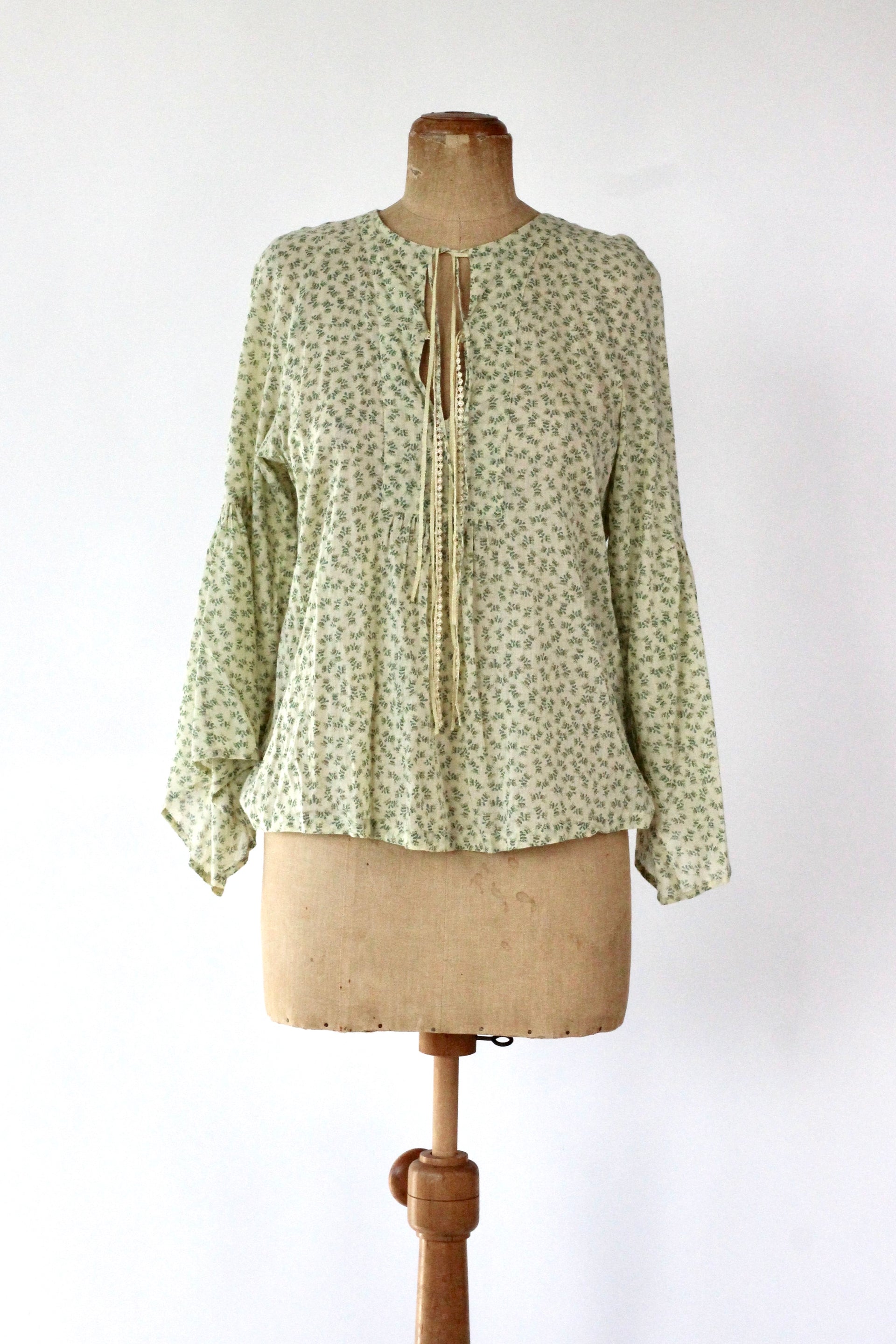Y2K Vintage Yellow Floral Cotton Blouse//Danish Design//Size M