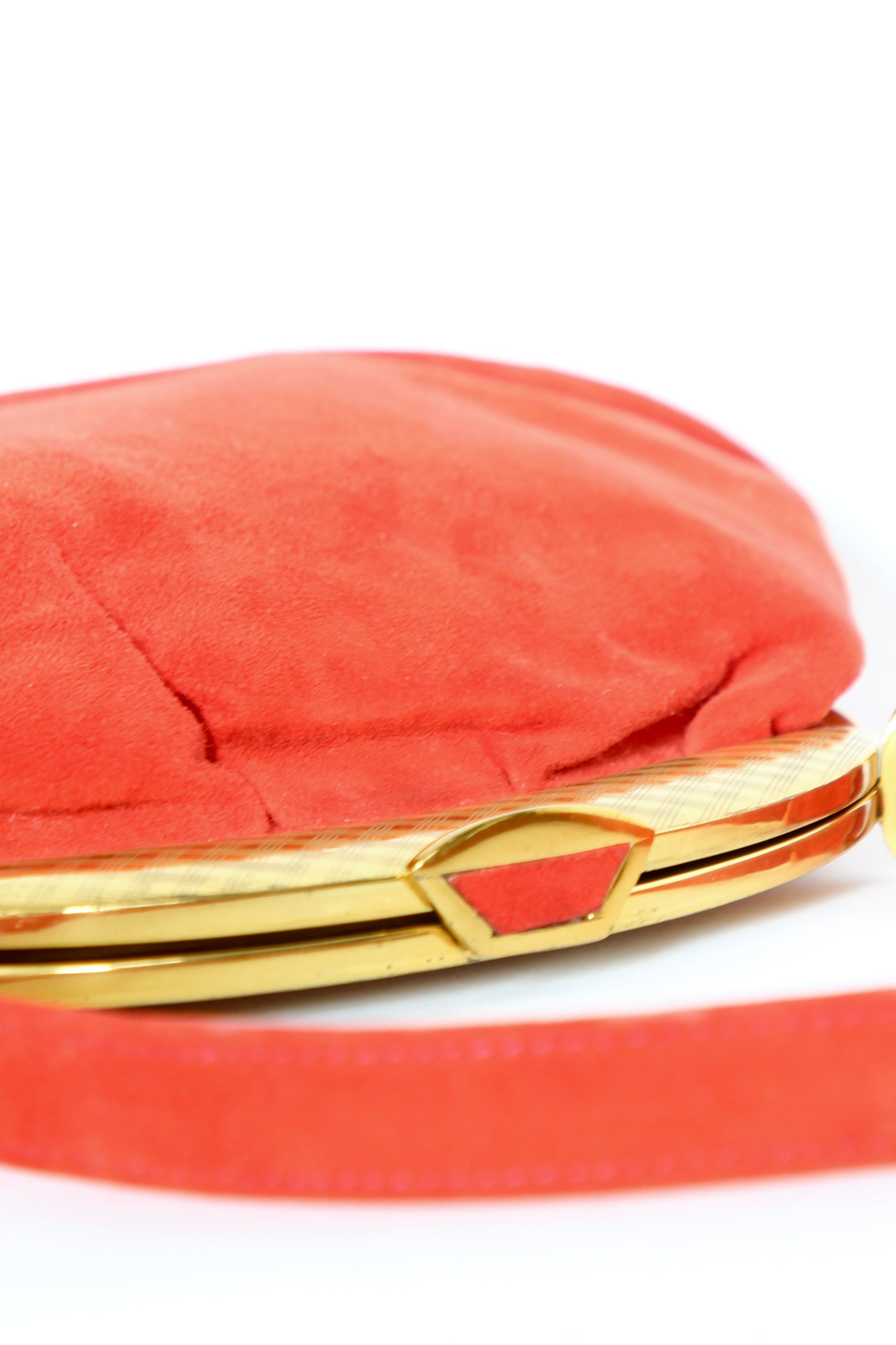 1940s Bright Red Suede Leather Purse