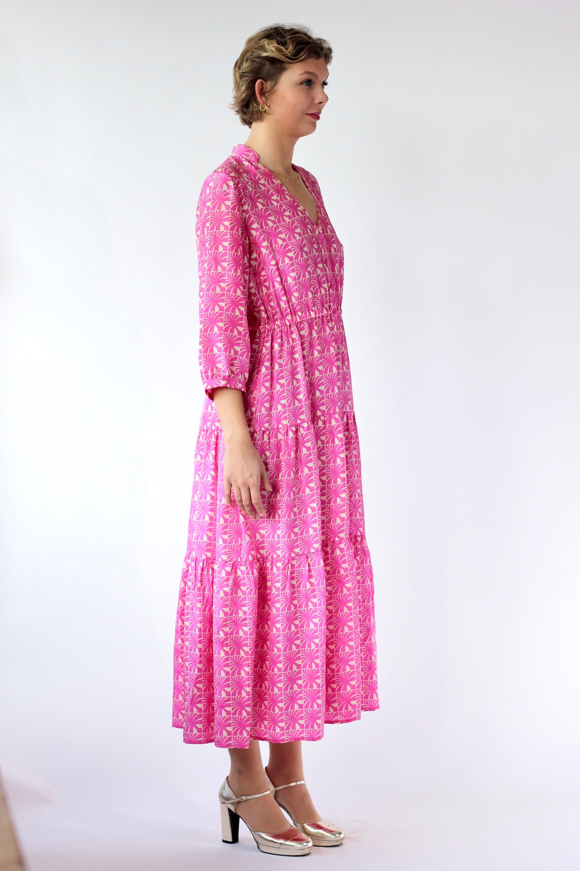 Vintage Pink Silk Dress//Danish Design//Size M