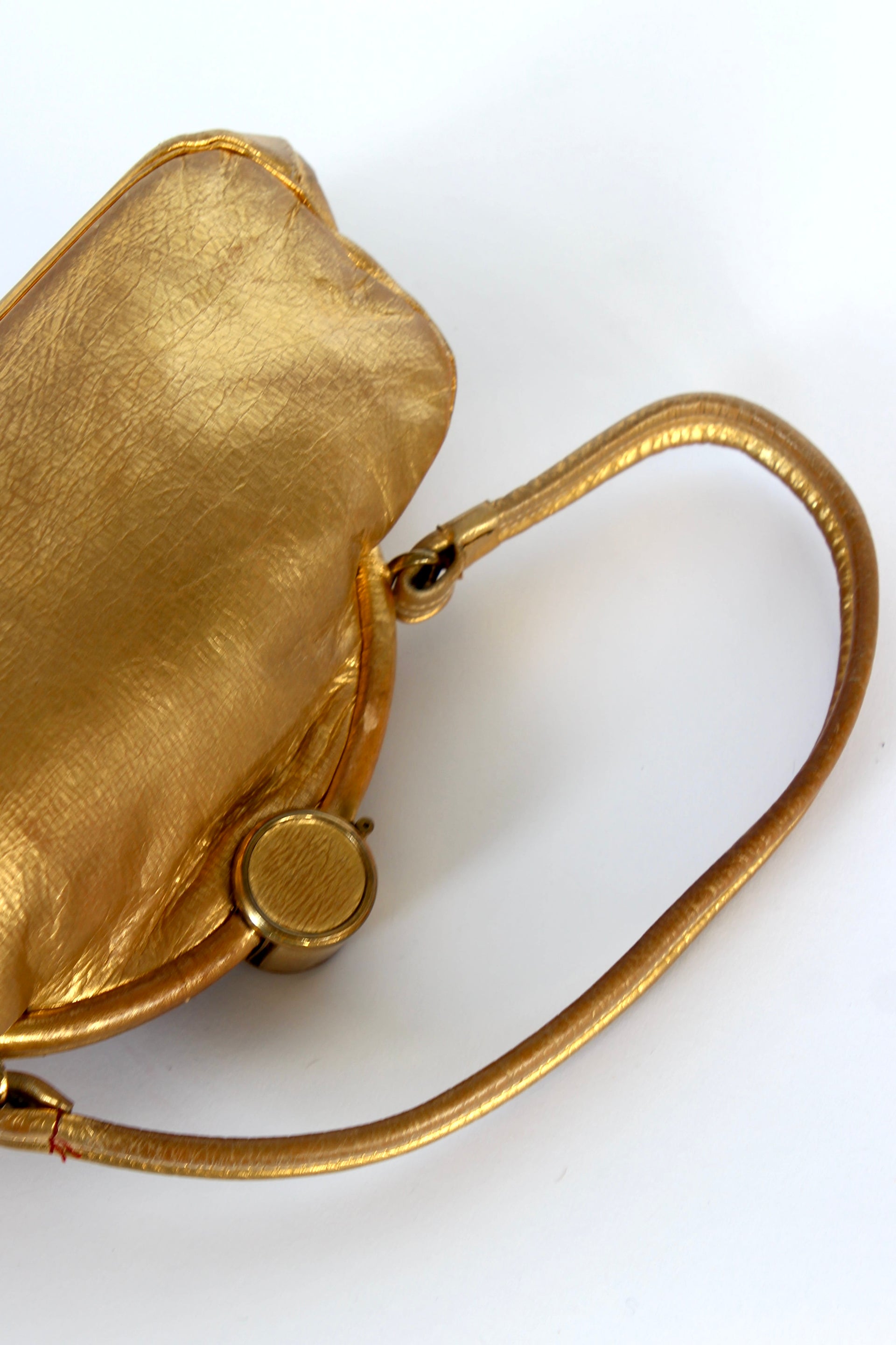 1950s 1960s Vintage Golden Leather Top handle Bag/Purse