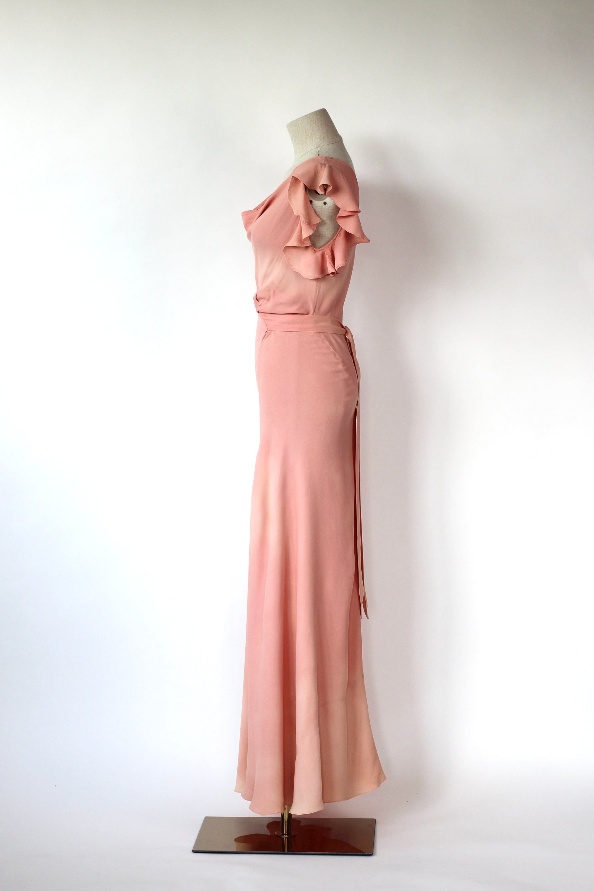 1930s Rose Rayon Dress//Size S/M