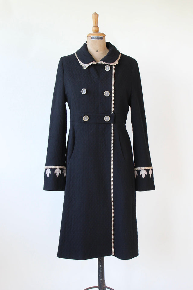 Vintage One of a Kind Black Coat // Danish Design / /Size S/M